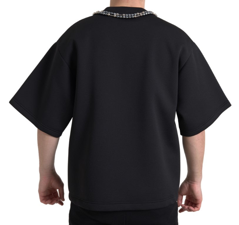 Dolce & Gabbana – Lässiges T-Shirt mit verziertem Ausschnitt