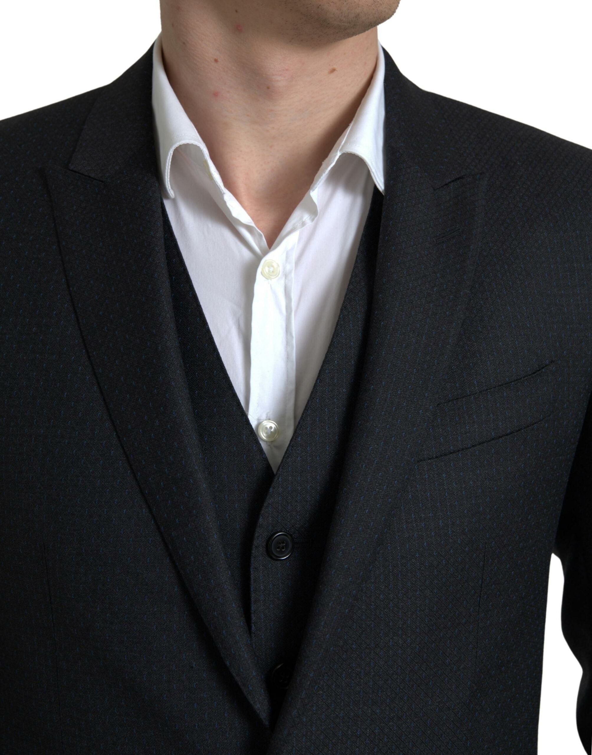 Dolce & Gabbana – Eleganter schwarzer Martini-Slim-Fit-3-teiliger Anzug