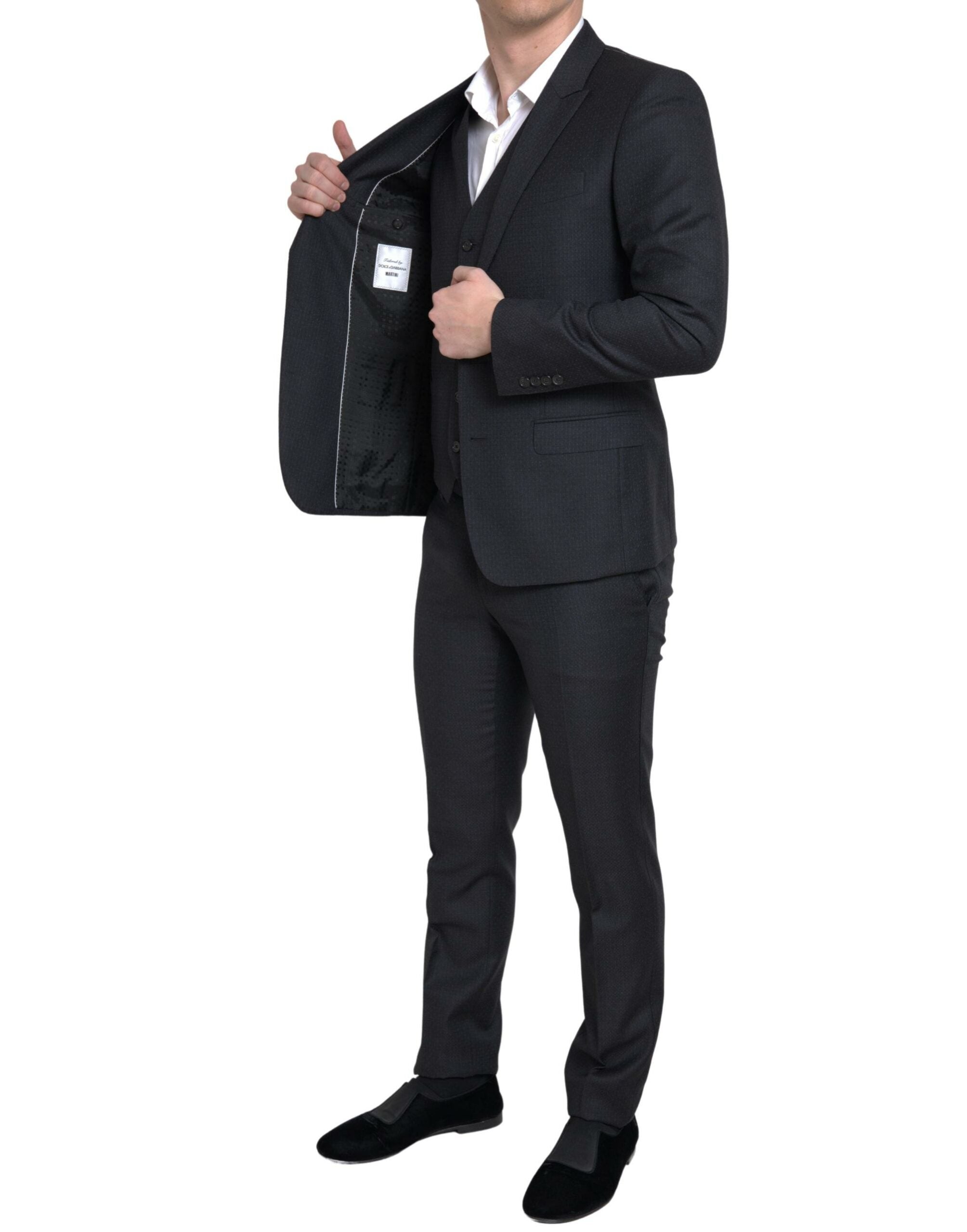 Dolce & Gabbana – Eleganter schwarzer Martini-Slim-Fit-3-teiliger Anzug