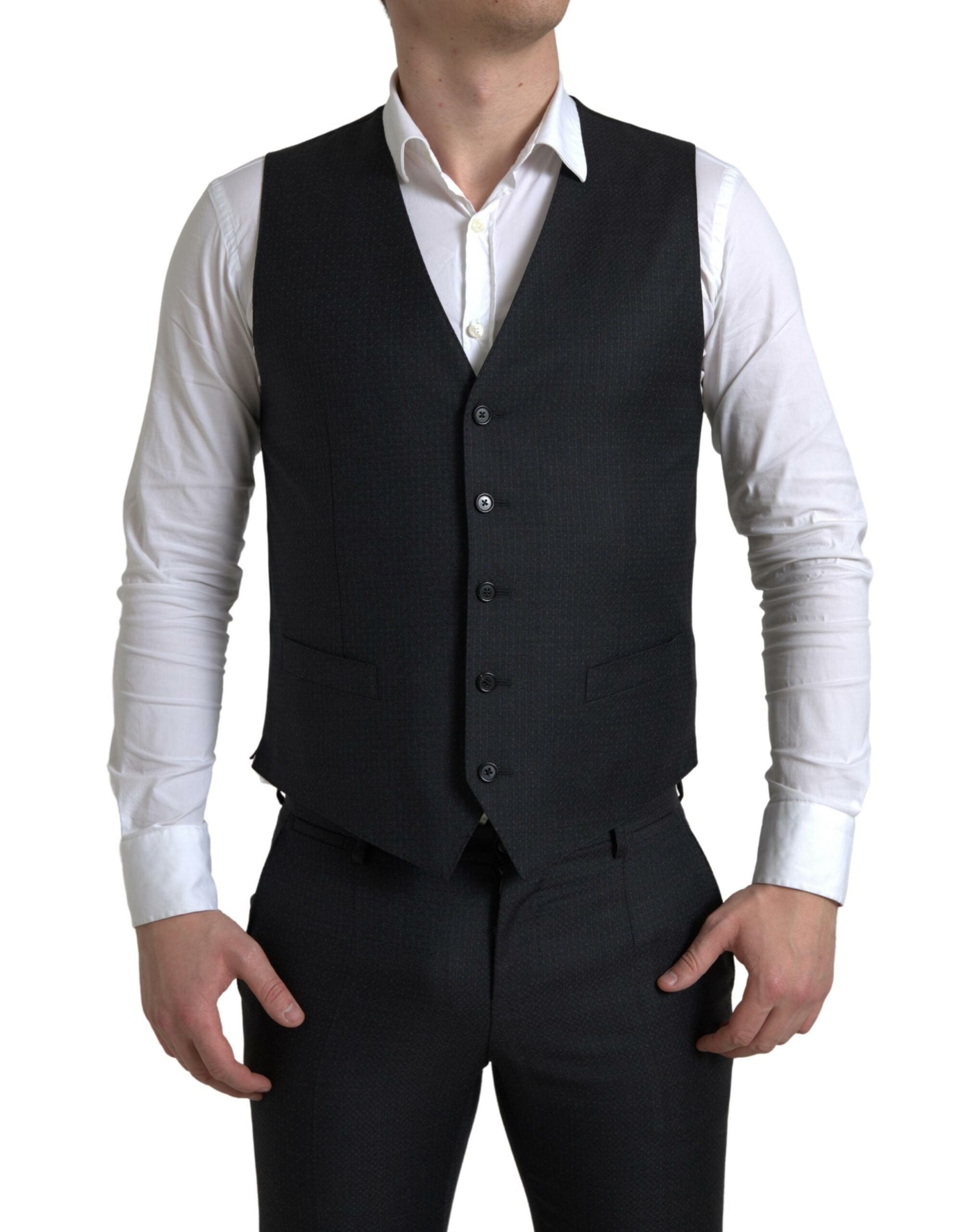 Dolce & Gabbana – Eleganter schwarzer Martini-Slim-Fit-3-teiliger Anzug
