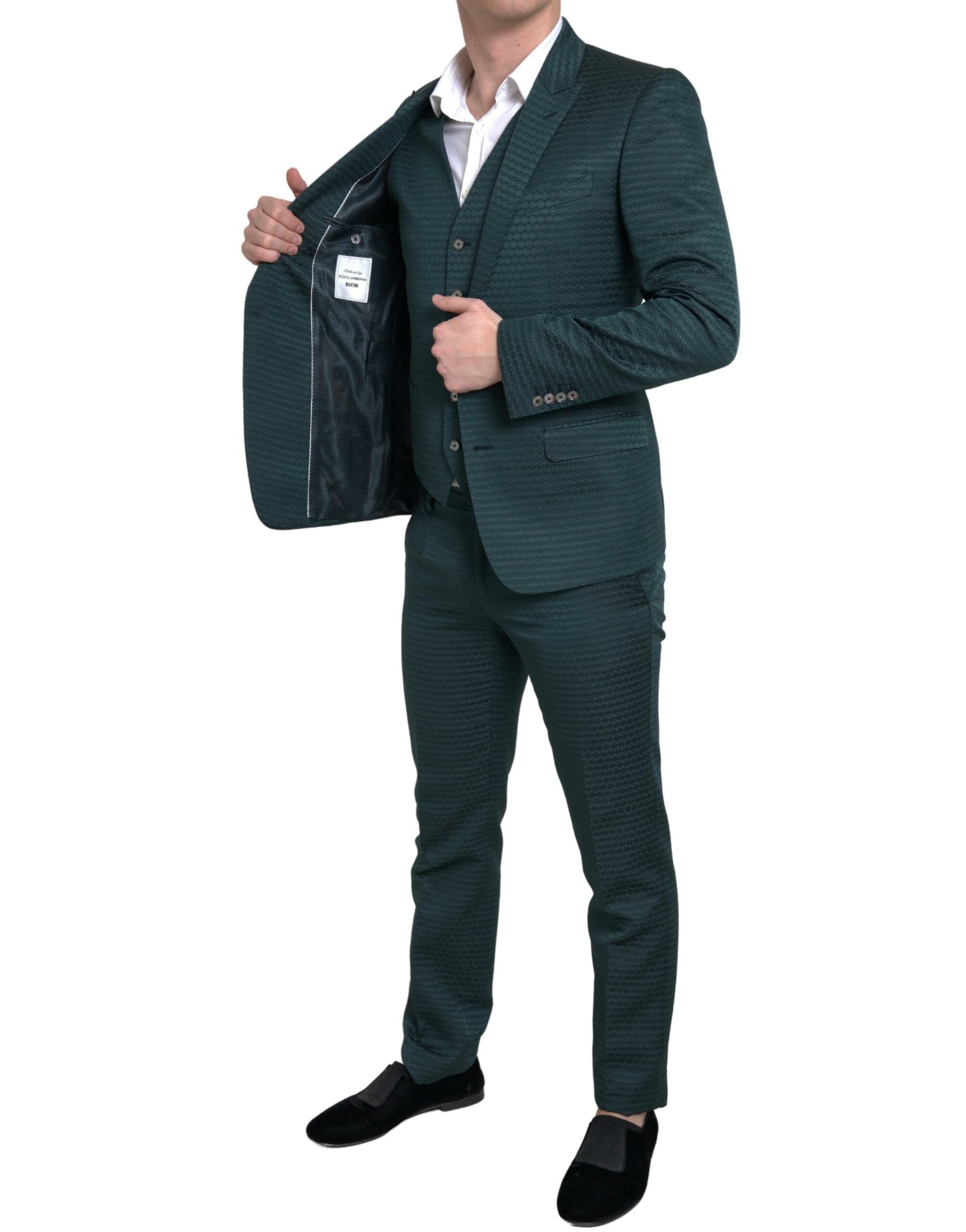 Dolce & Gabbana Emerald Elegance Slim Fit 3-teiliger Anzug