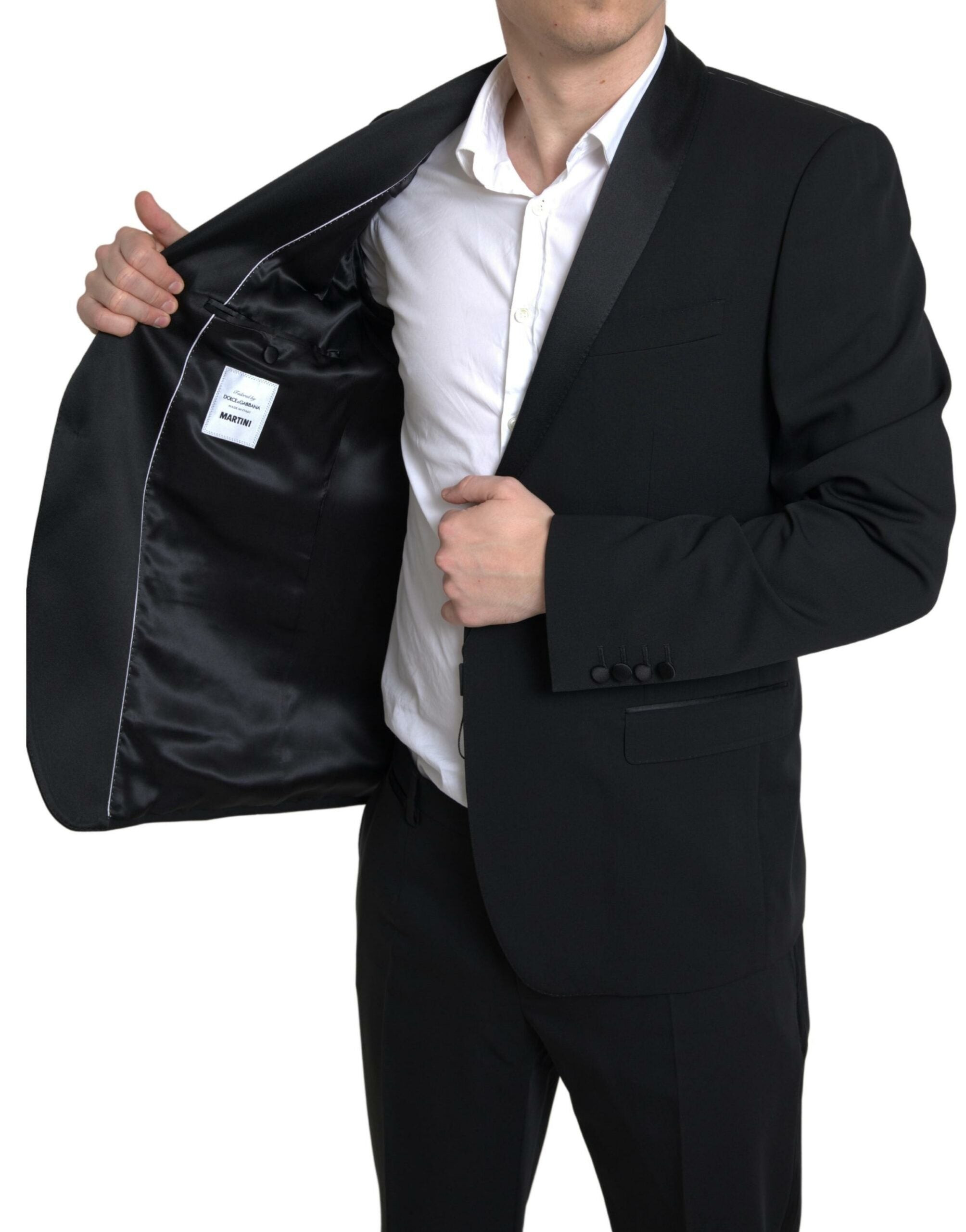 Costum elegant Dolce & Gabbana negru, croială slim, din două piese