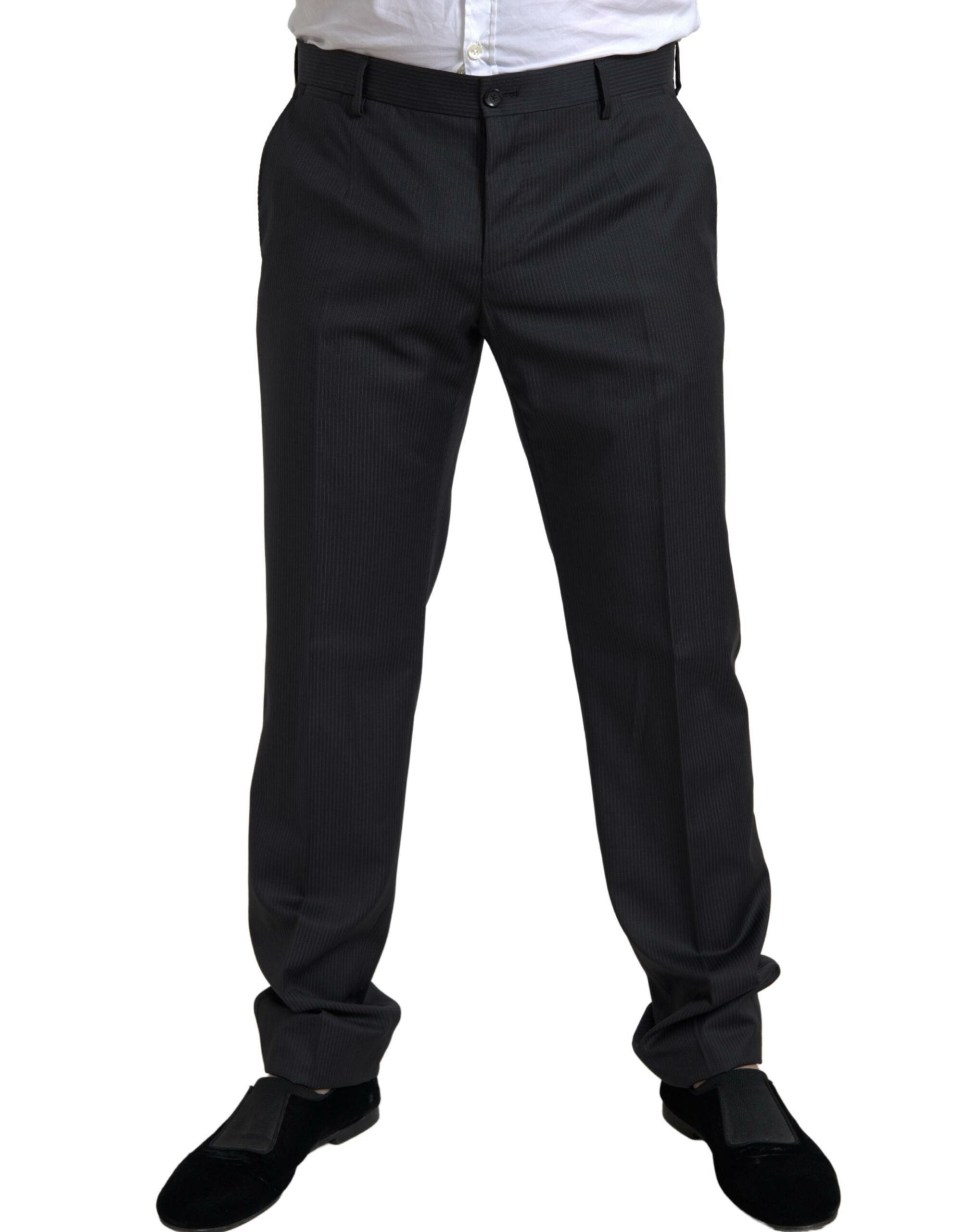 Costum elegant negru din două piese Dolce & Gabbana, croială slim fit