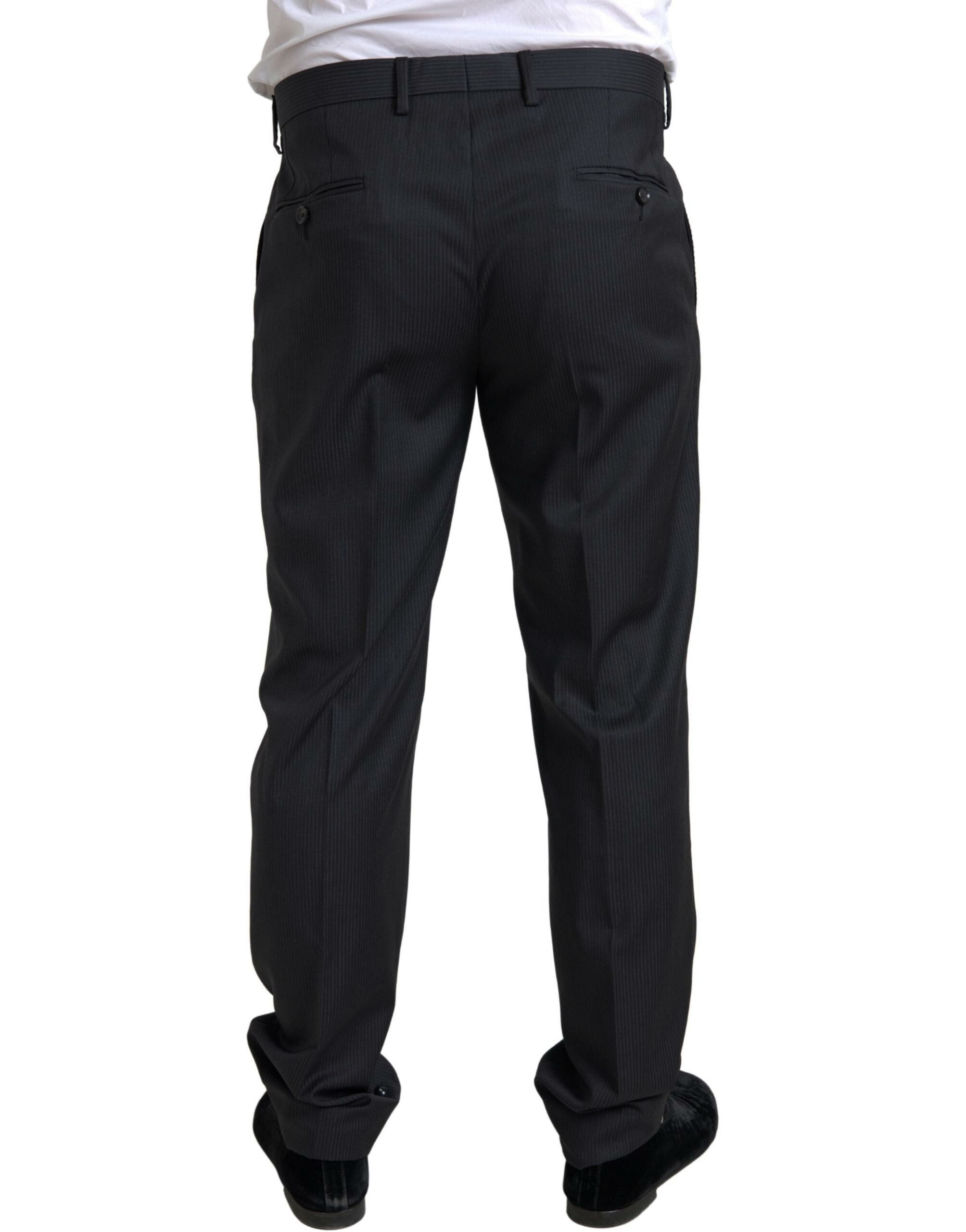 Costum elegant negru din două piese Dolce & Gabbana, croială slim fit