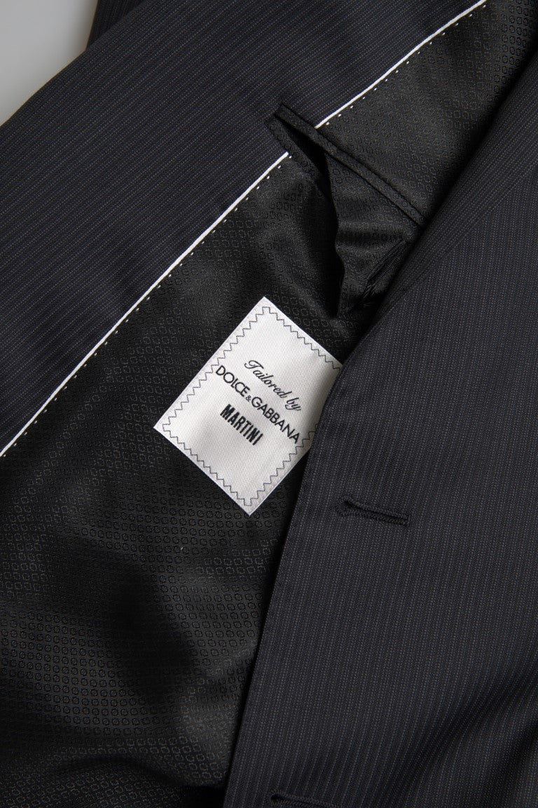 Costum elegant negru din două piese Dolce & Gabbana, croială slim fit