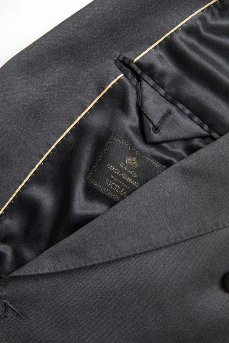 Dolce & Gabbana – Eleganter, grauer, schmal geschnittener Zweireiheranzug