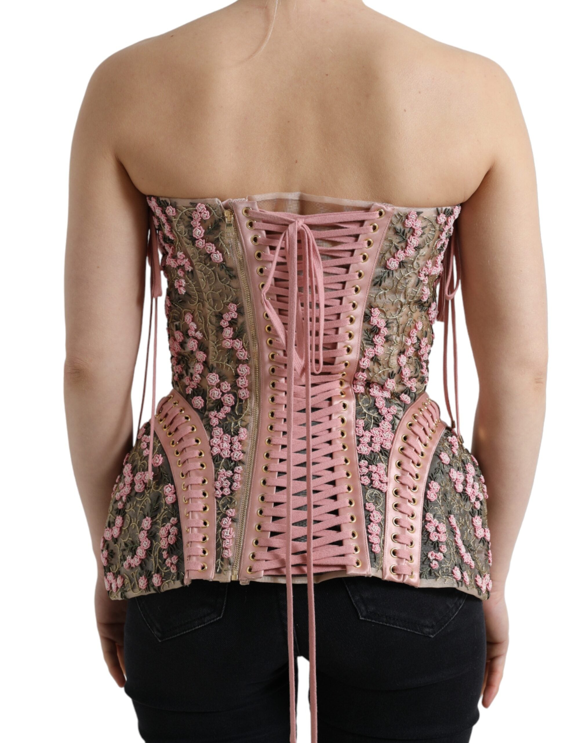 Dolce & Gabbana - Top tip corset cu bustier din nailon mătase, roz