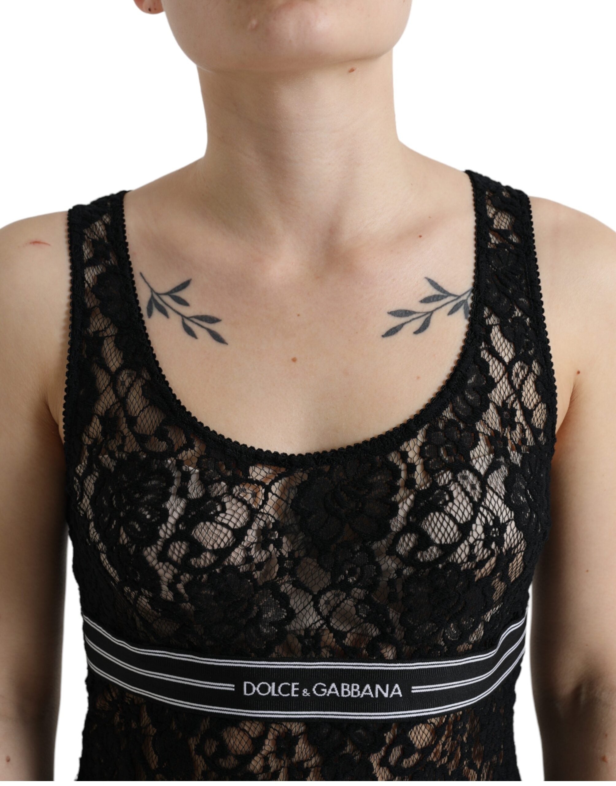 Dolce & Gabbana Maiou elegant din dantelă cu dungi cu logo