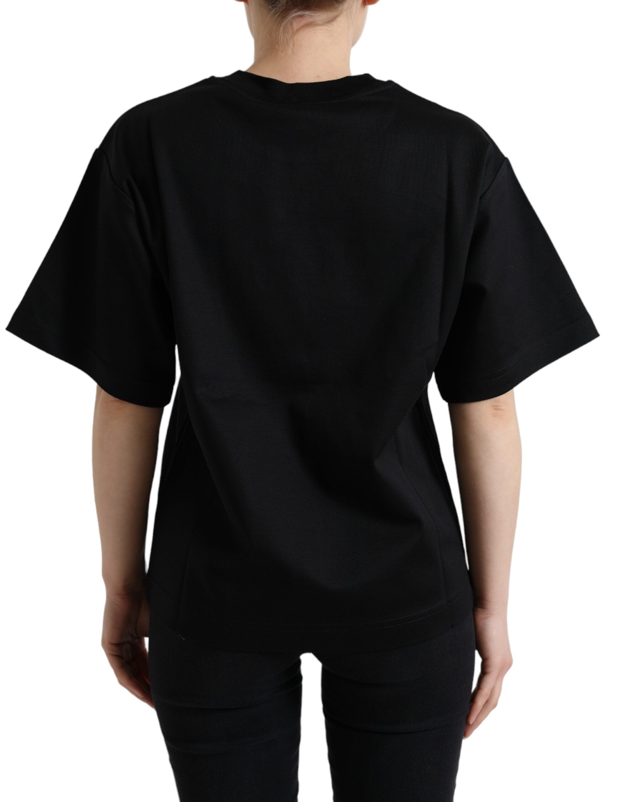 Tricou elegant negru cu cristale Dolce & Gabbana