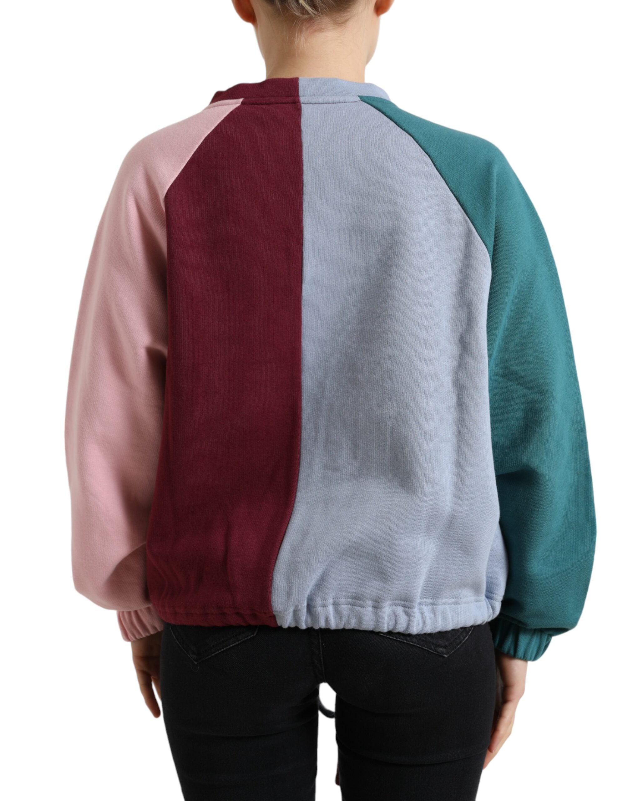 Dolce & Gabbana Eleganter mehrfarbiger Baumwollpullover mit Rundhalsausschnitt