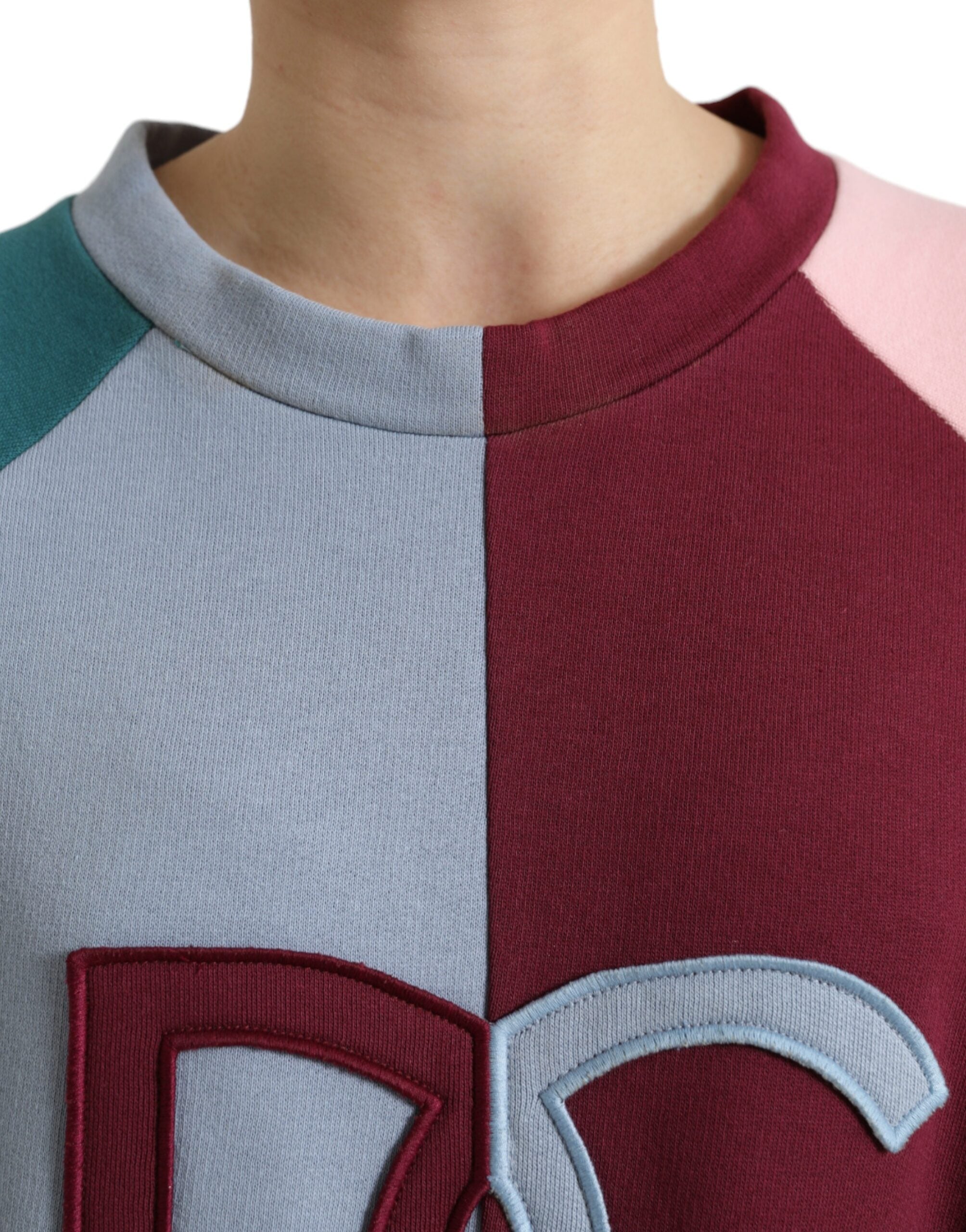 Dolce & Gabbana Eleganter mehrfarbiger Baumwollpullover mit Rundhalsausschnitt
