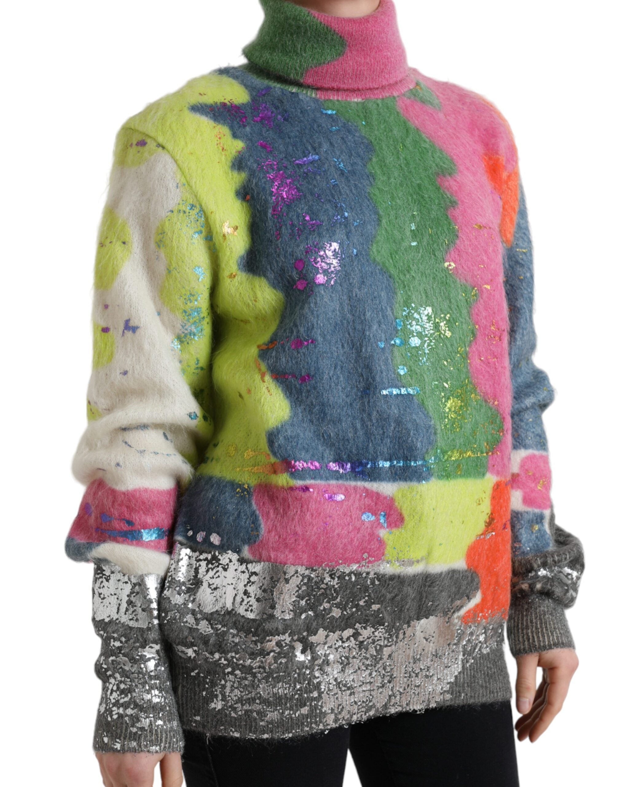 Dolce & Gabbana – Rollkragenpullover aus mehrfarbigem Mohair mit Streifen