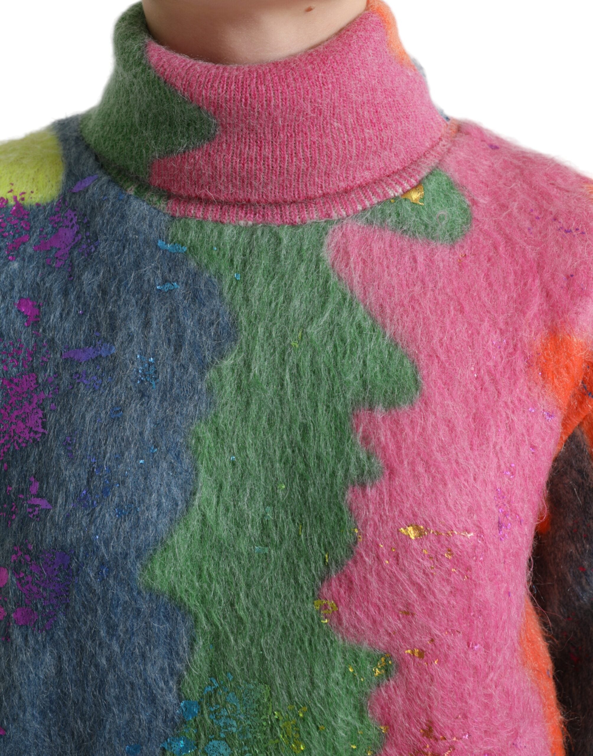 Dolce & Gabbana – Rollkragenpullover aus mehrfarbigem Mohair mit Streifen