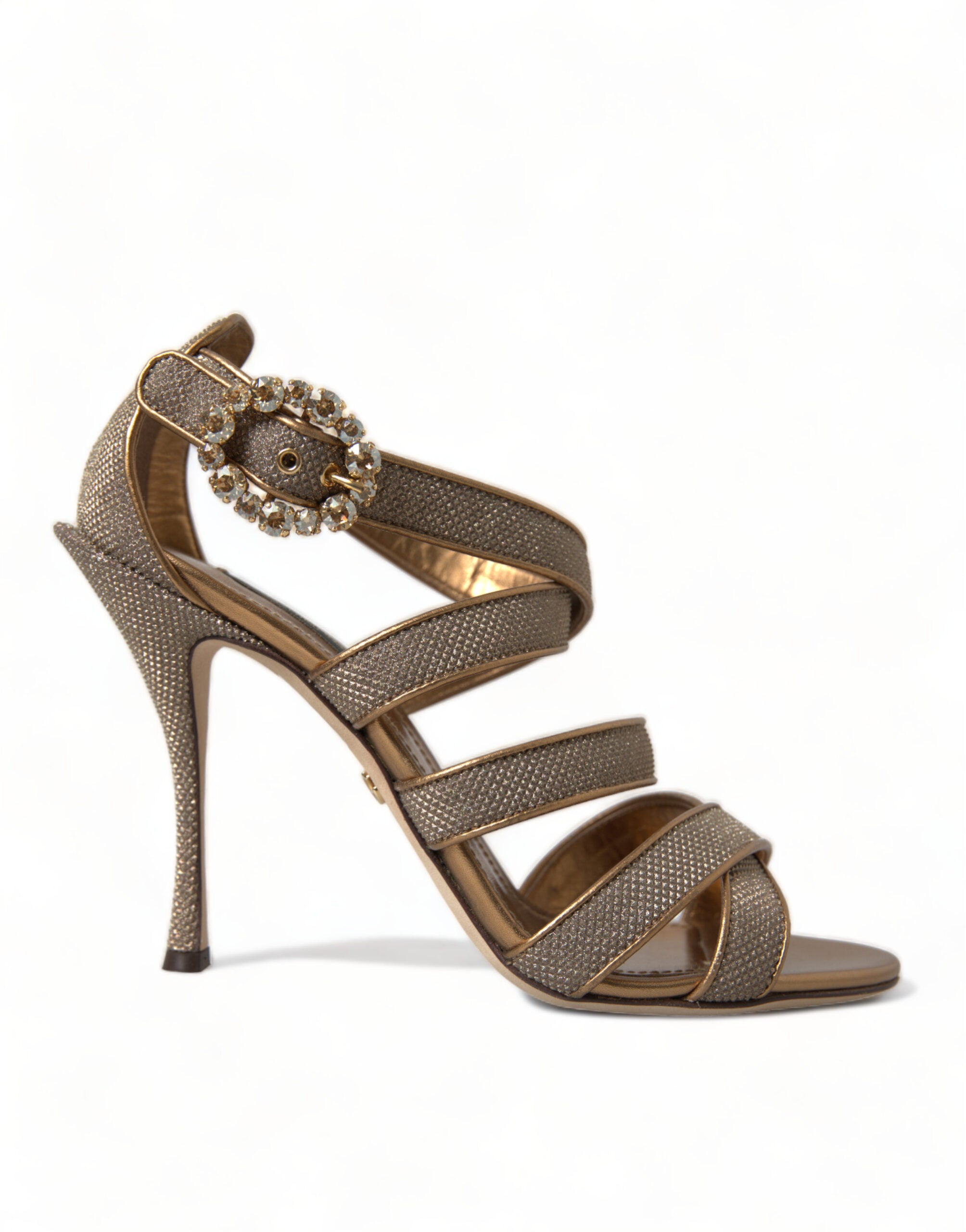 Dolce & Gabbana Sandalen mit Stilettoabsatz und Kristallen in Bronze