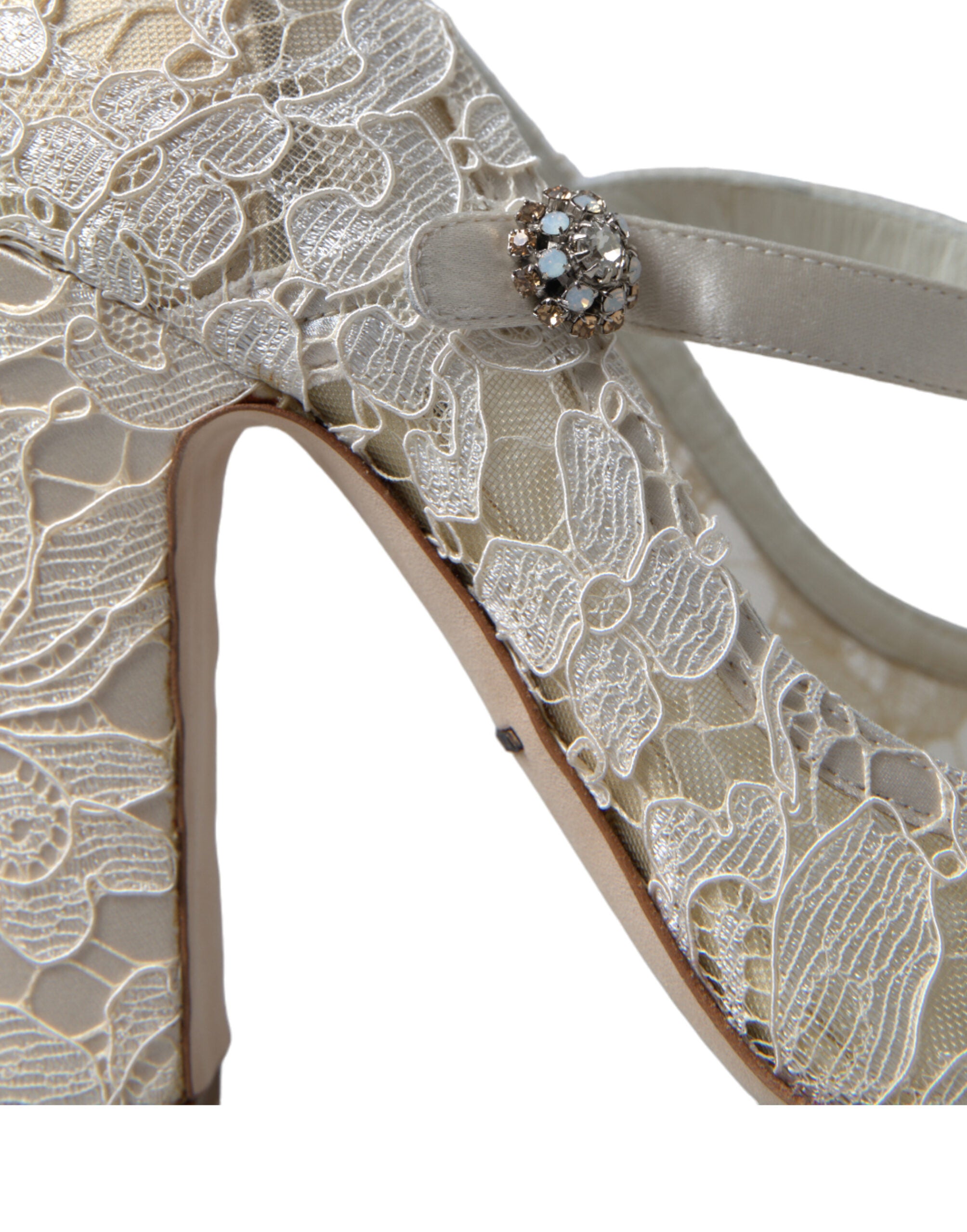 Sandale Dolce & Gabbana Chic Lace Block Heels în alb crem
