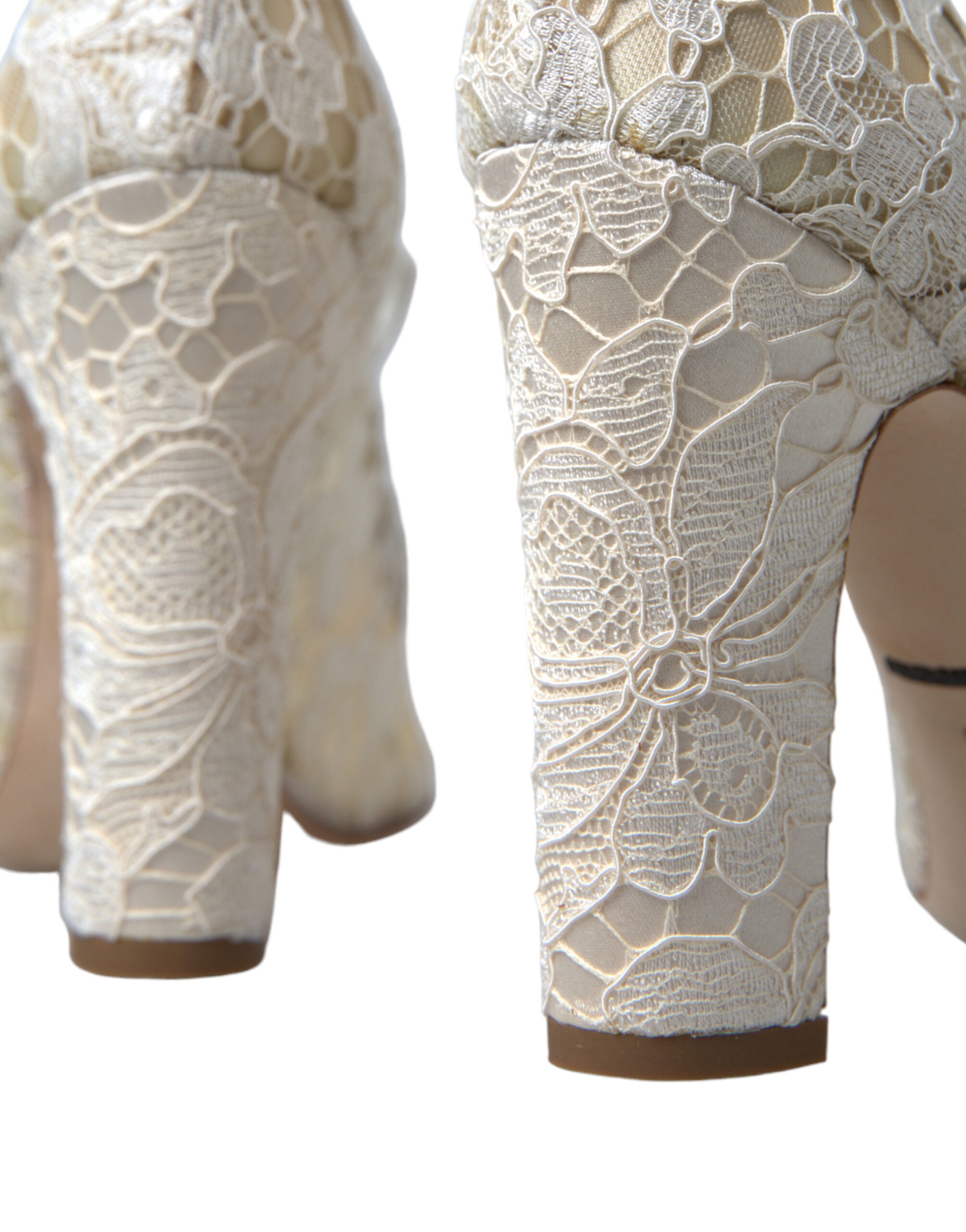 Sandale Dolce & Gabbana Chic Lace Block Heels în alb crem