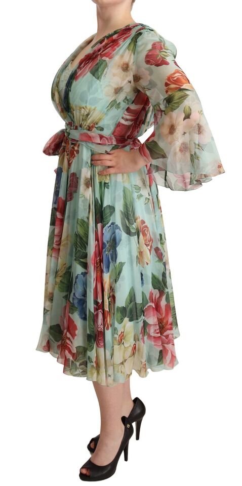 Dolce & Gabbana – Midi-Wickelkleid aus Seide mit Blumenmuster