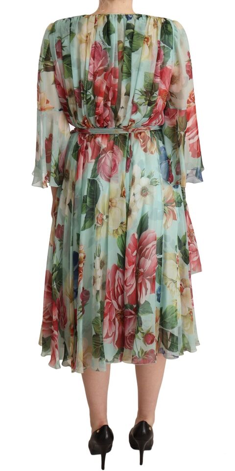 Dolce & Gabbana – Midi-Wickelkleid aus Seide mit Blumenmuster
