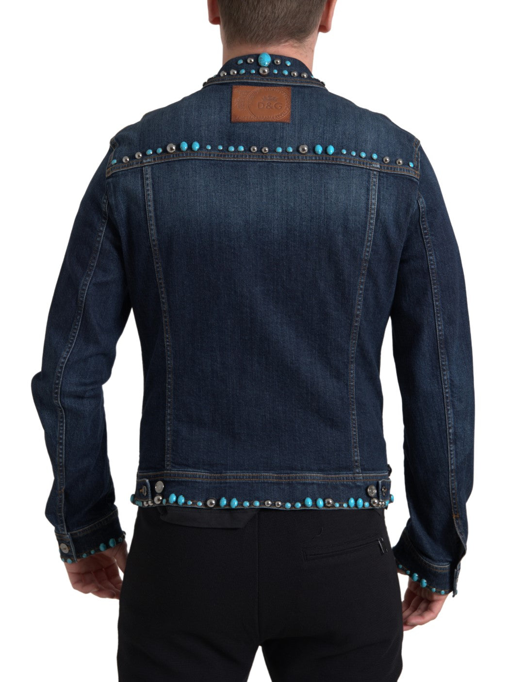 Jachetă din denim turcoaz cu ornament Dolce & Gabbana