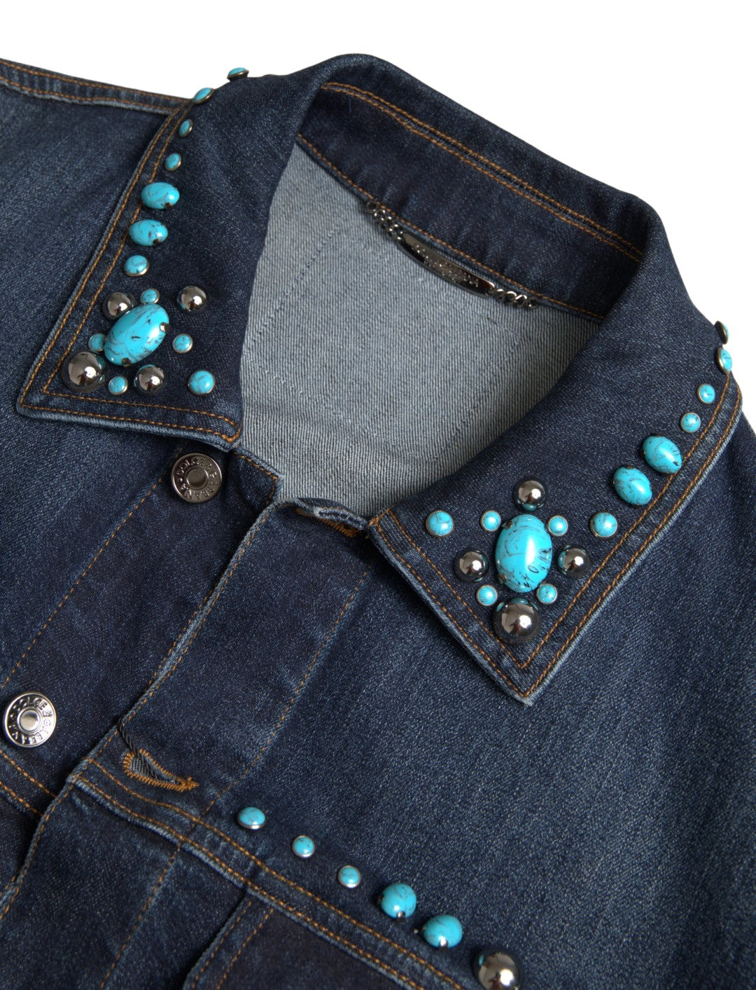 Jachetă din denim turcoaz cu ornament Dolce & Gabbana