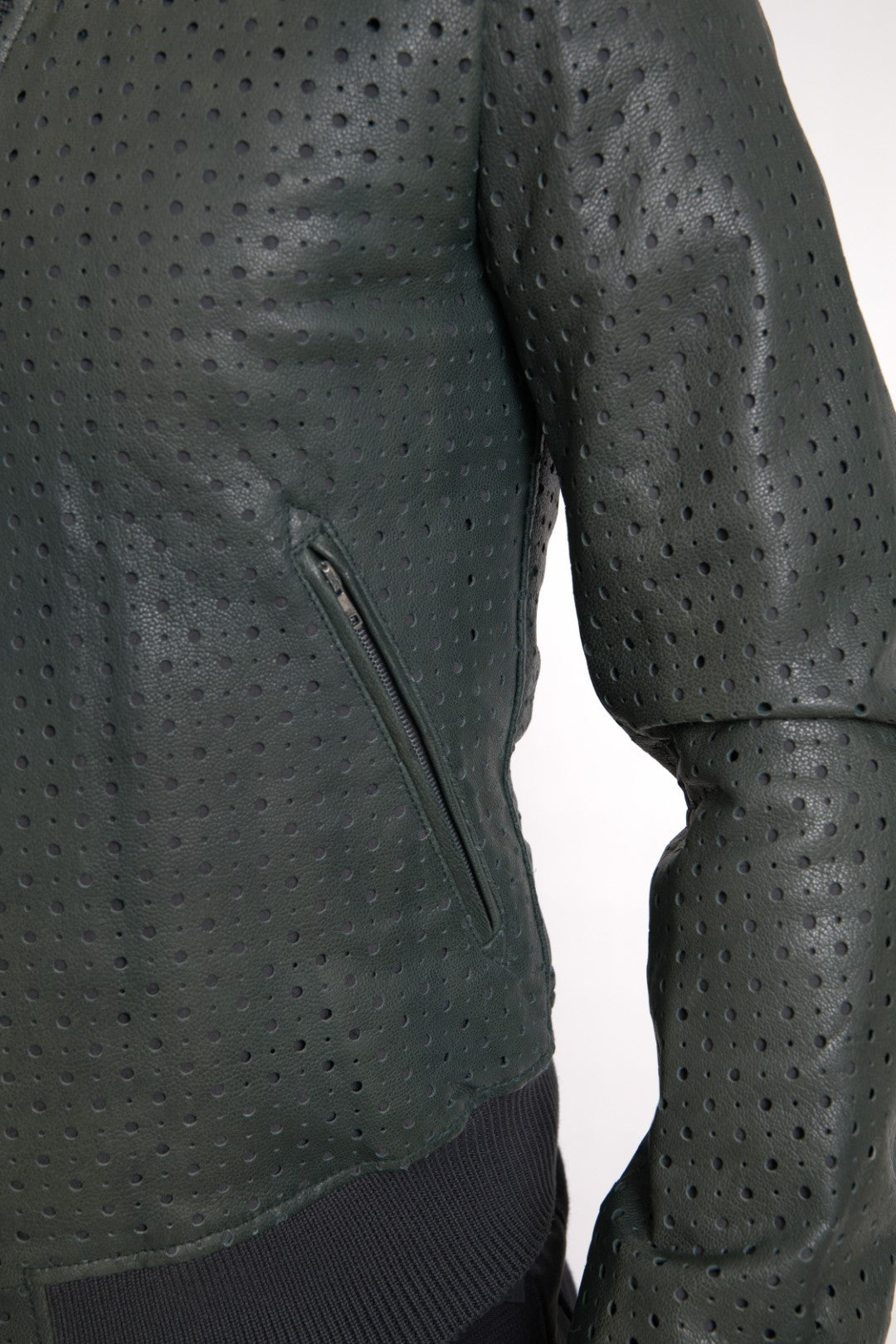 Jachetă bomber din piele de capră verde smarald Dolce & Gabbana