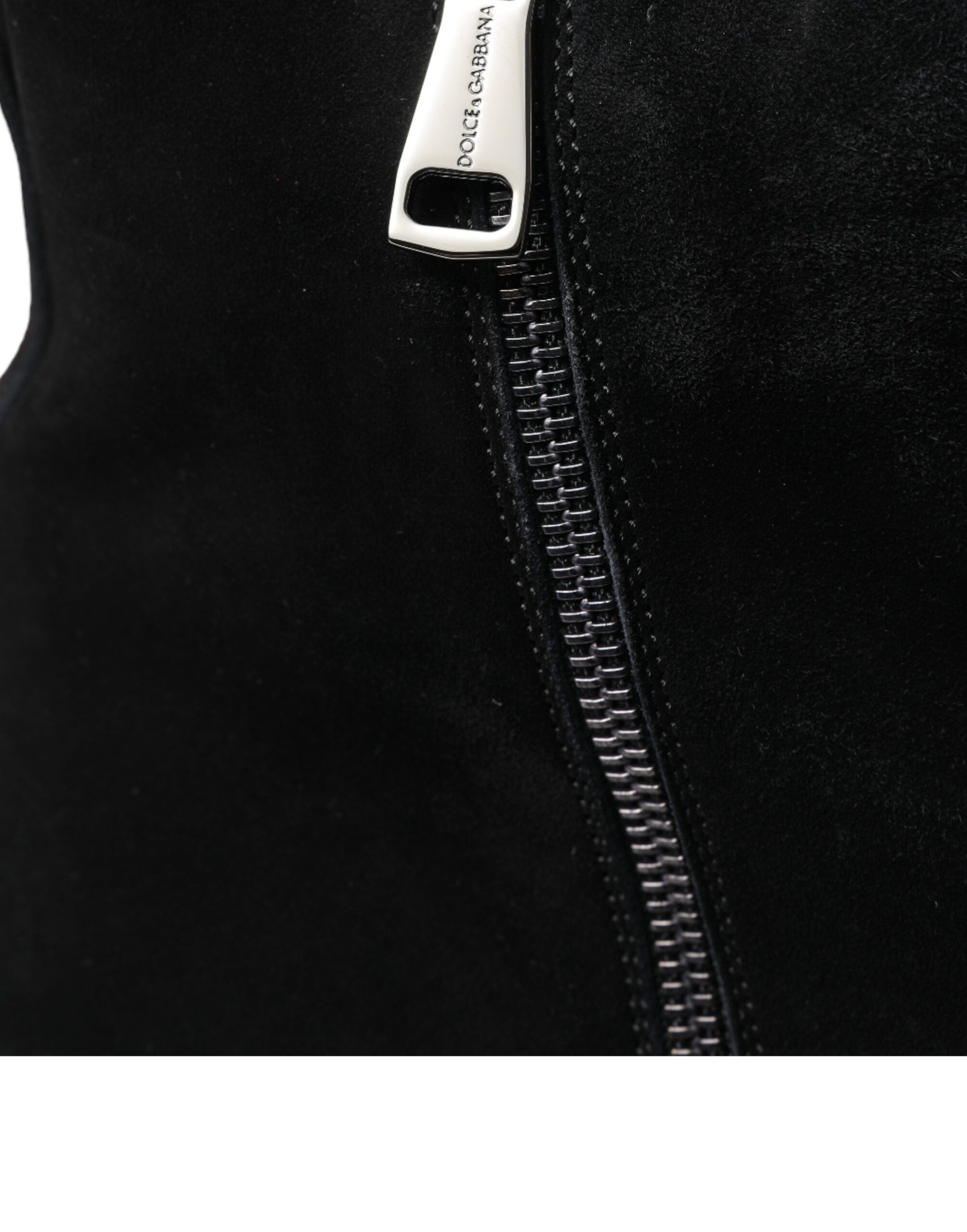Dolce & Gabbana Elegante schwarze Samtstiefeletten
