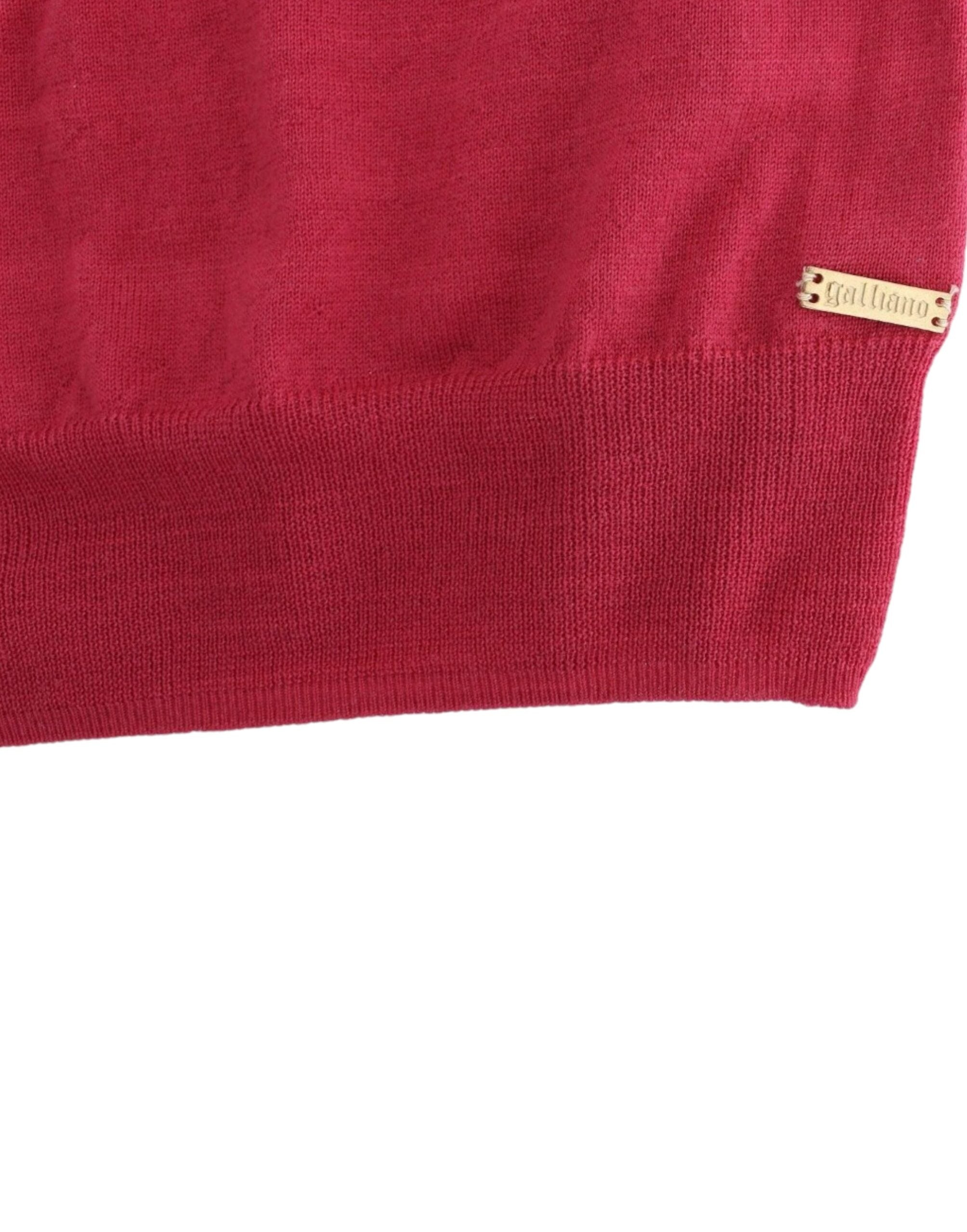 John Galliano Elegantes rosa ärmelloses Wollstricktop