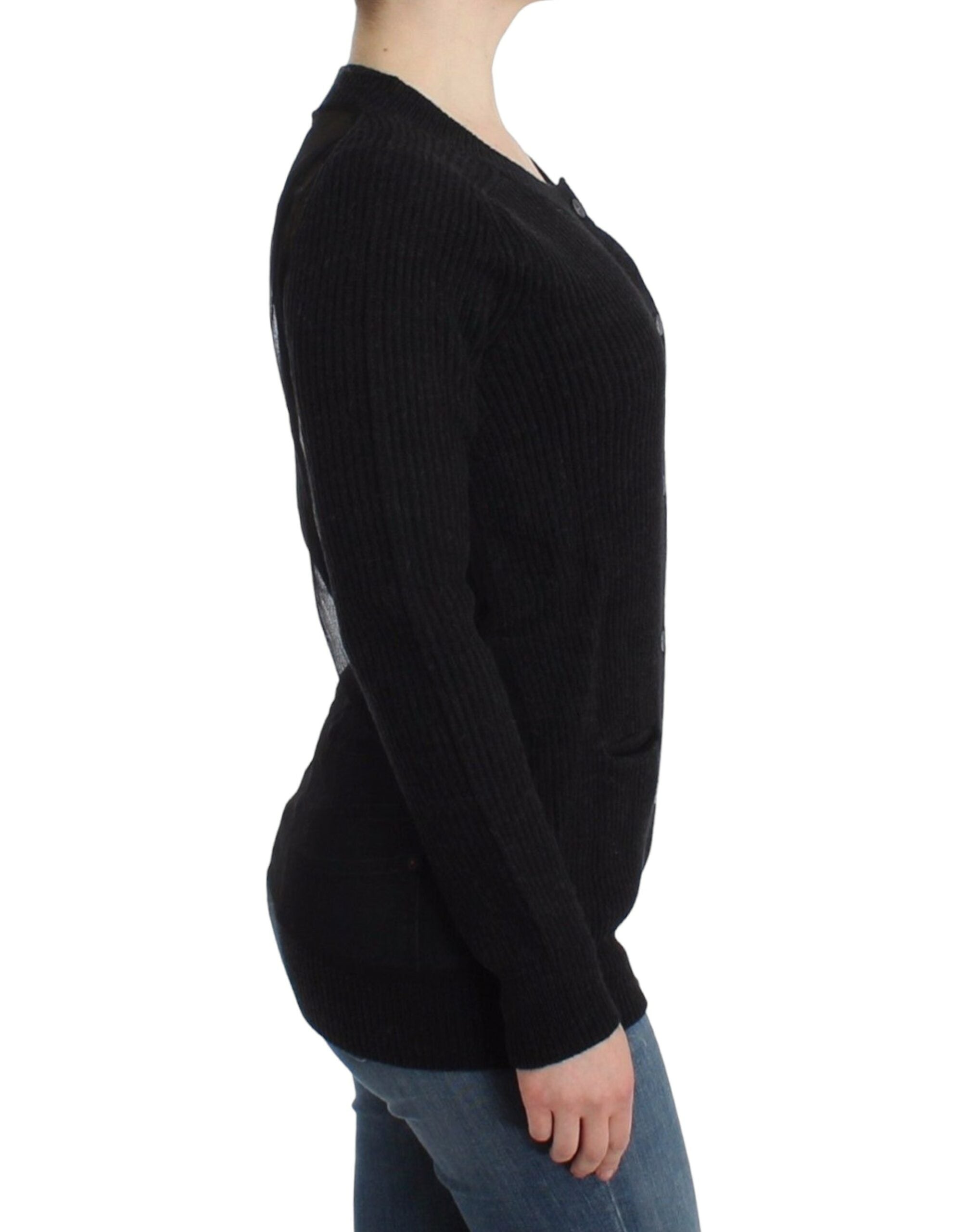 John Galliano Chic Wollcardigan mit transparenter Rückseite