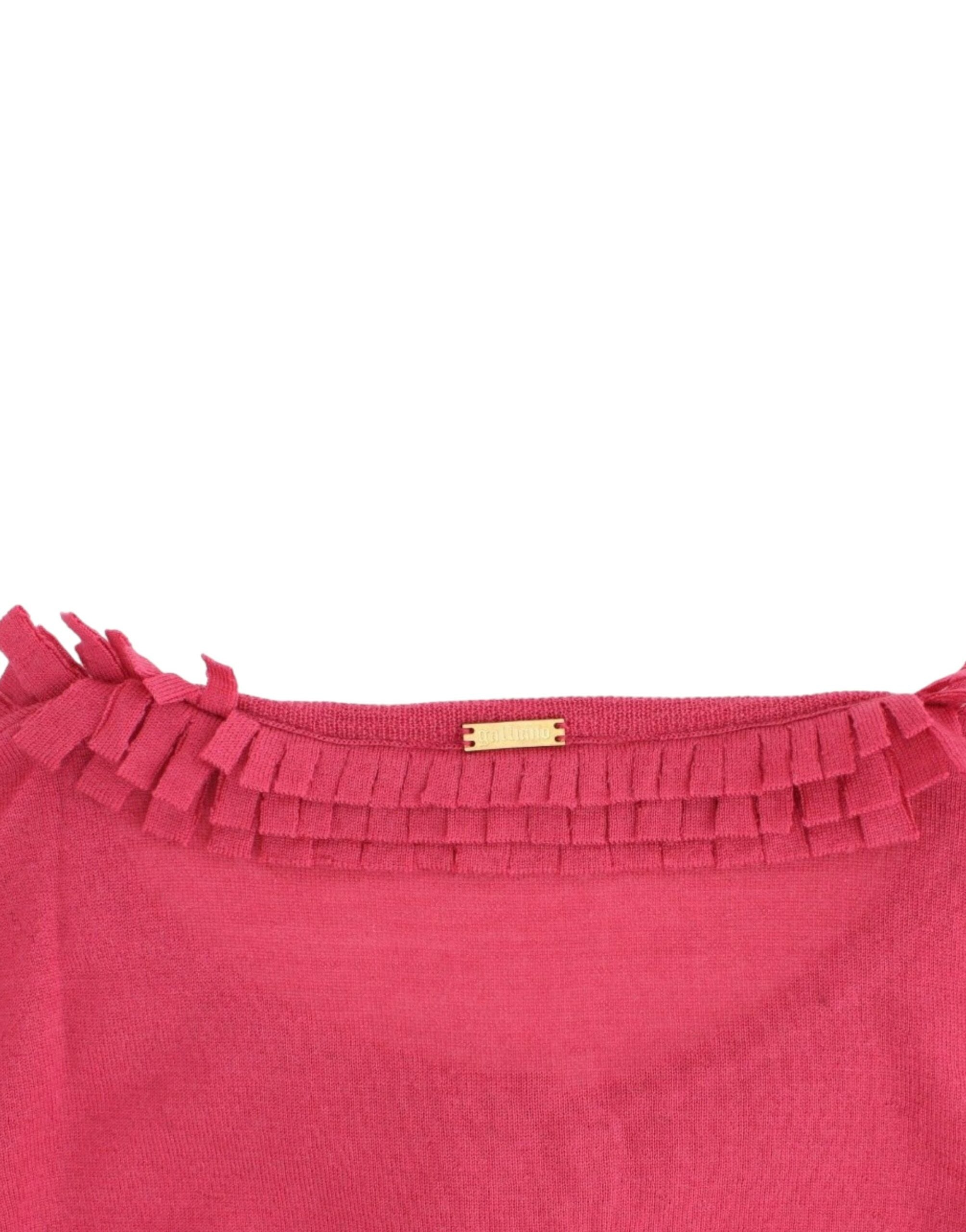 John Galliano – Wollcardigan mit Rüschendetail in Pink