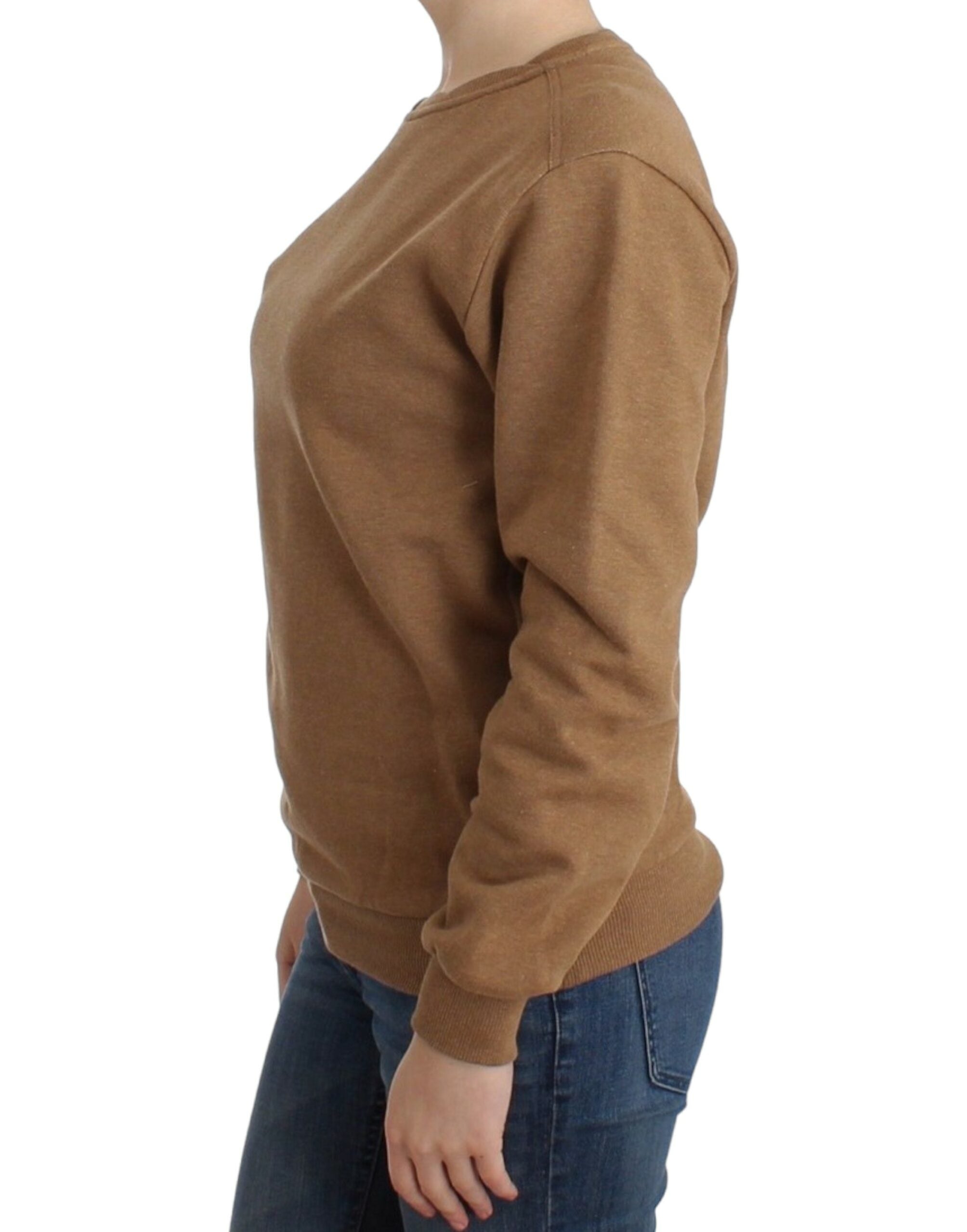 John Galliano Schicker brauner Baumwollpullover mit Rundhalsausschnitt