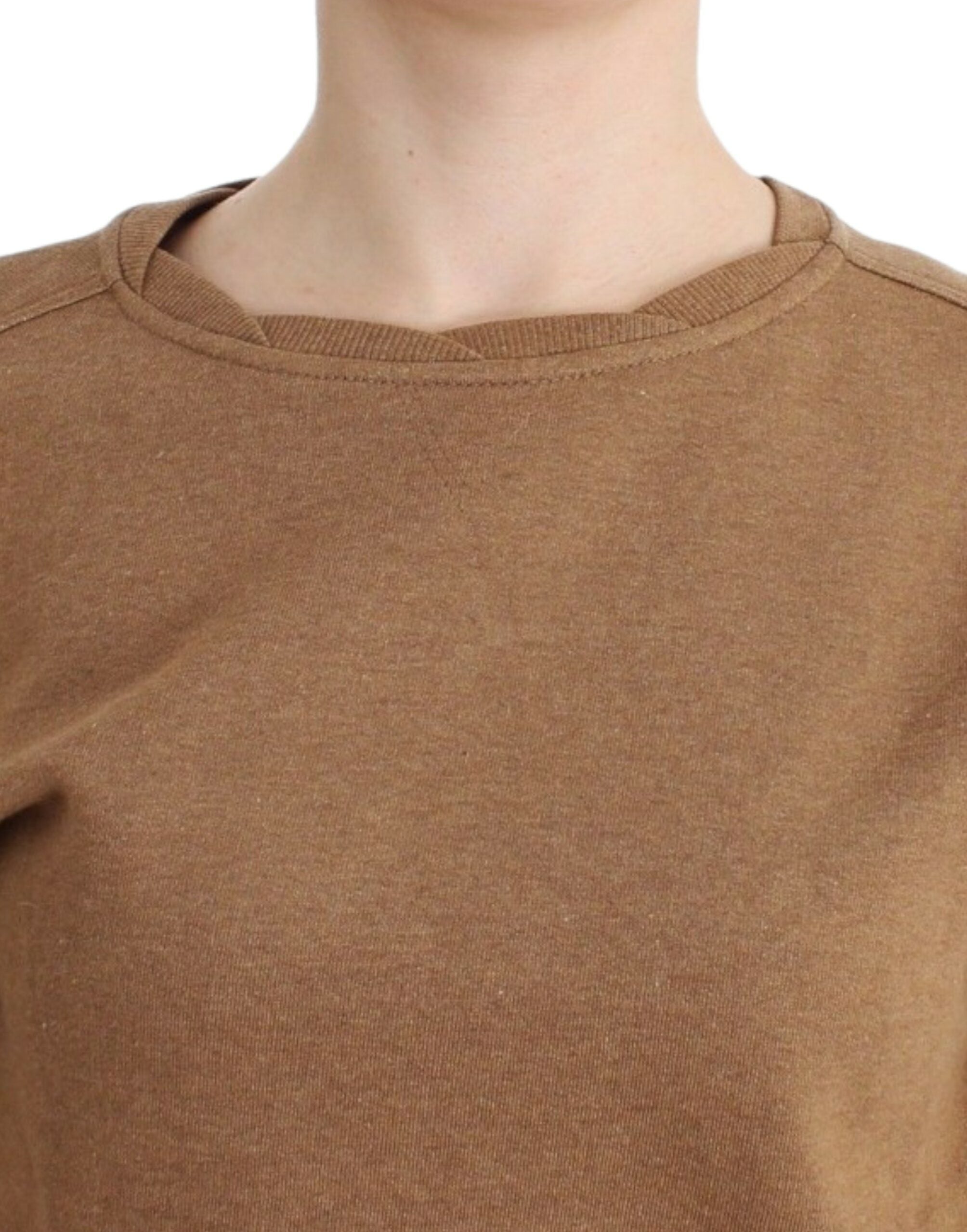 John Galliano Schicker brauner Baumwollpullover mit Rundhalsausschnitt