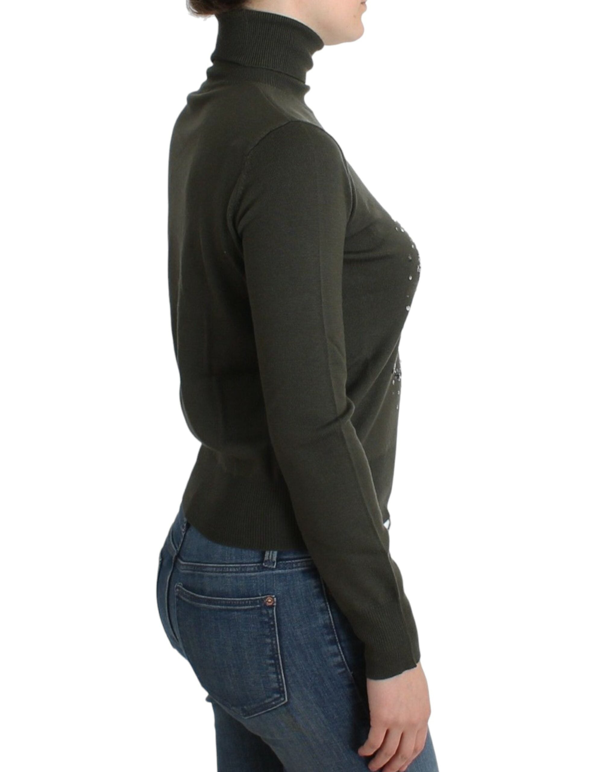 John Galliano Chic Grüner Rollkragenpullover aus Schurwolle