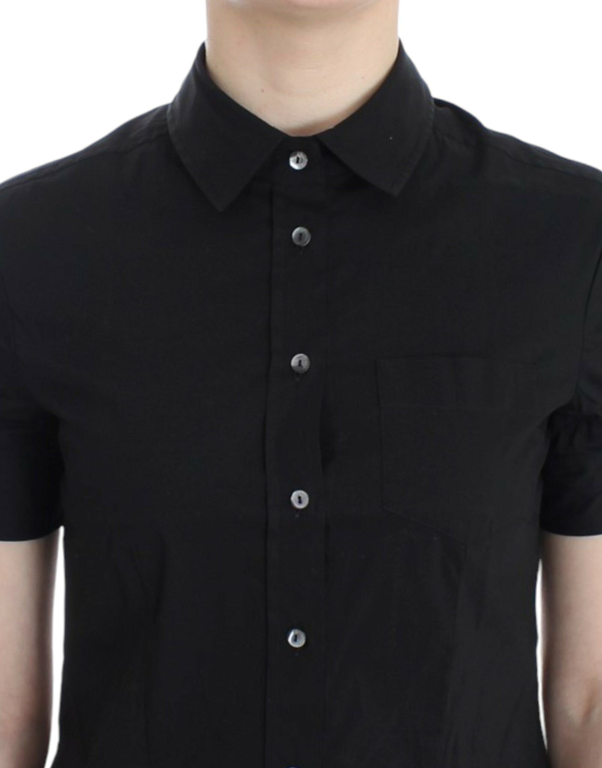 John Galliano Elegante schwarze Kurzarmbluse aus Baumwollstretch