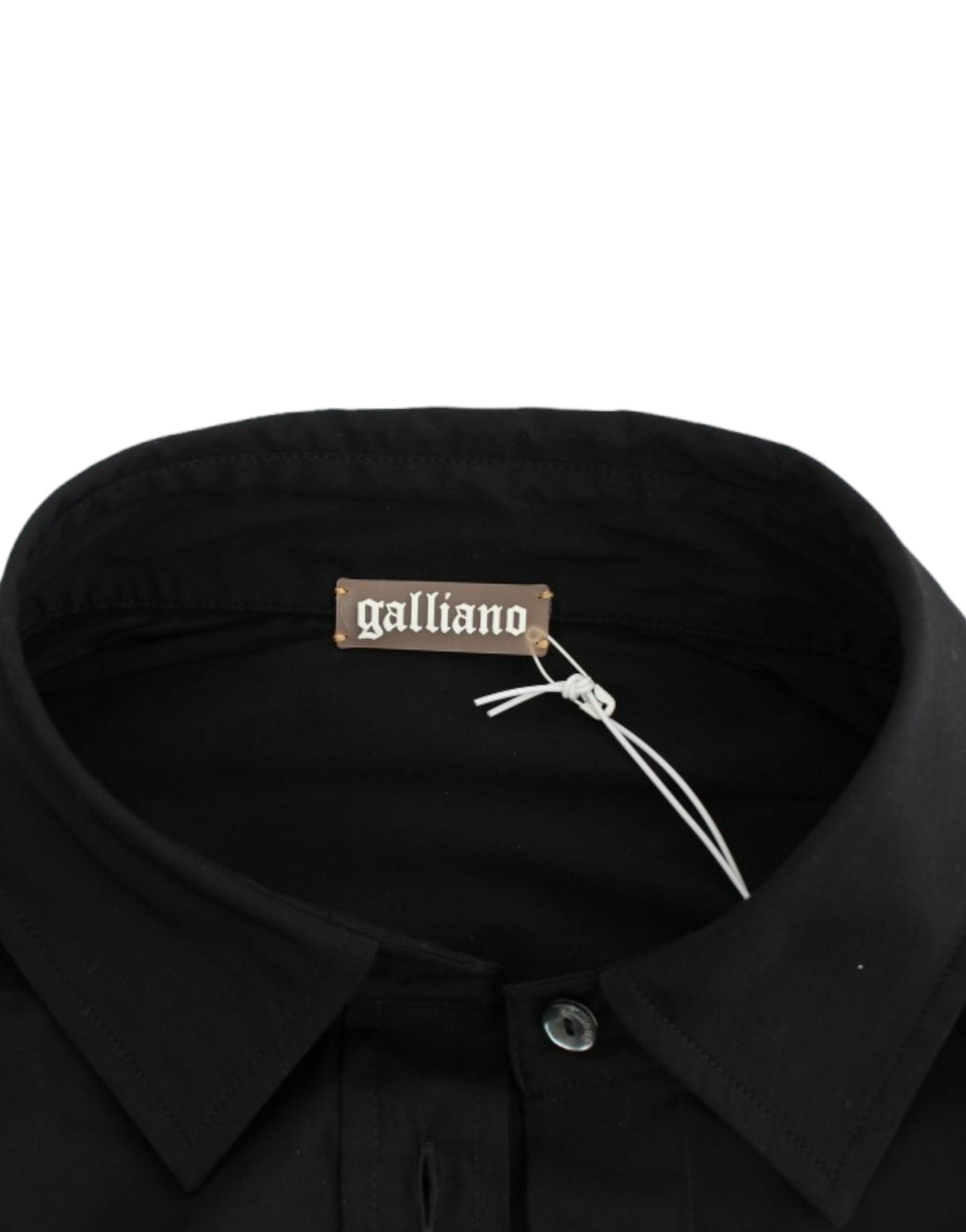 John Galliano Elegante schwarze Kurzarmbluse aus Baumwollstretch