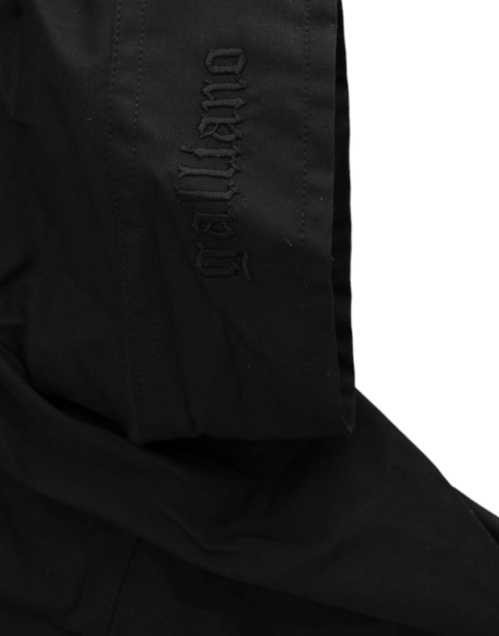 John Galliano Elegante schwarze Kurzarmbluse aus Baumwollstretch
