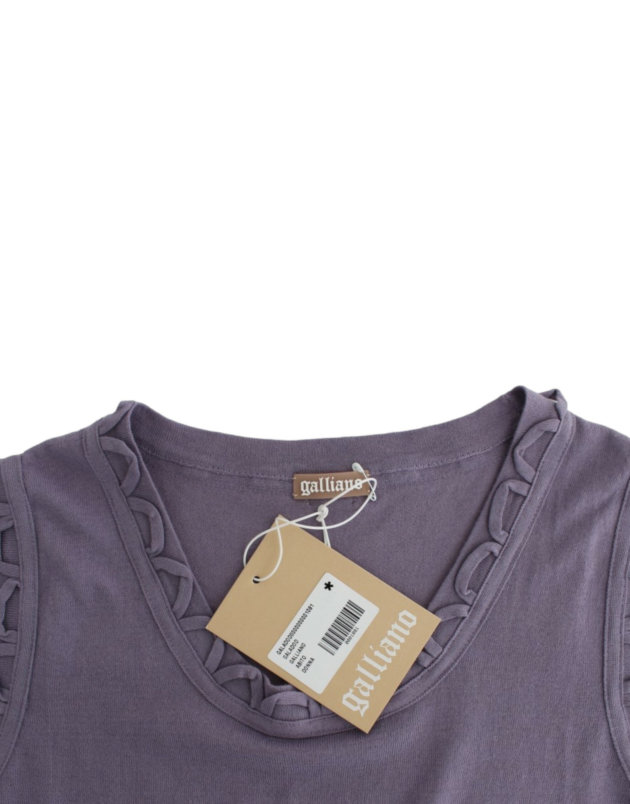 John Galliano Elegantes lila knielanges Baumwollkleid