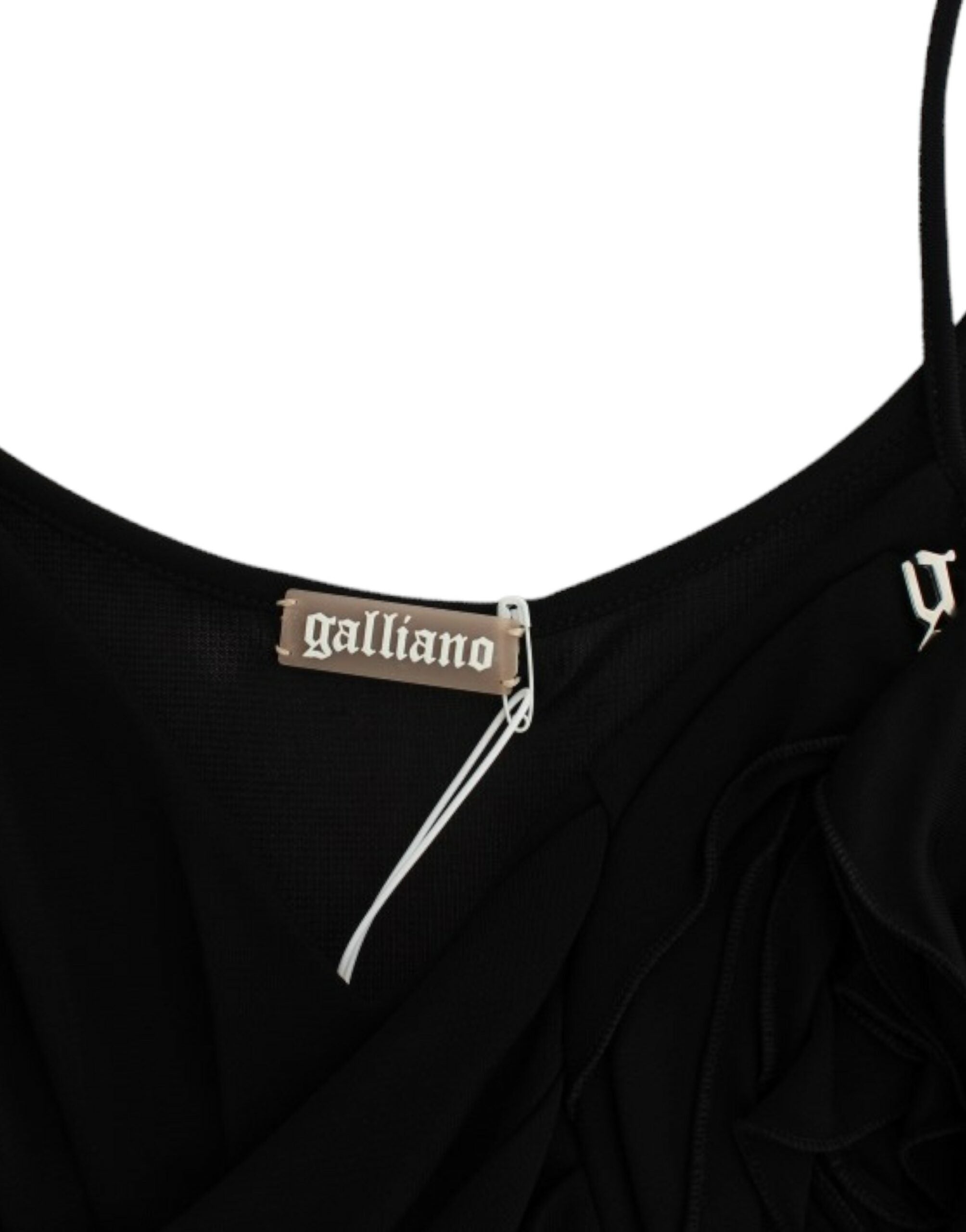 John Galliano Elegantes schwarzes Jersey-Kleid in Knielänge