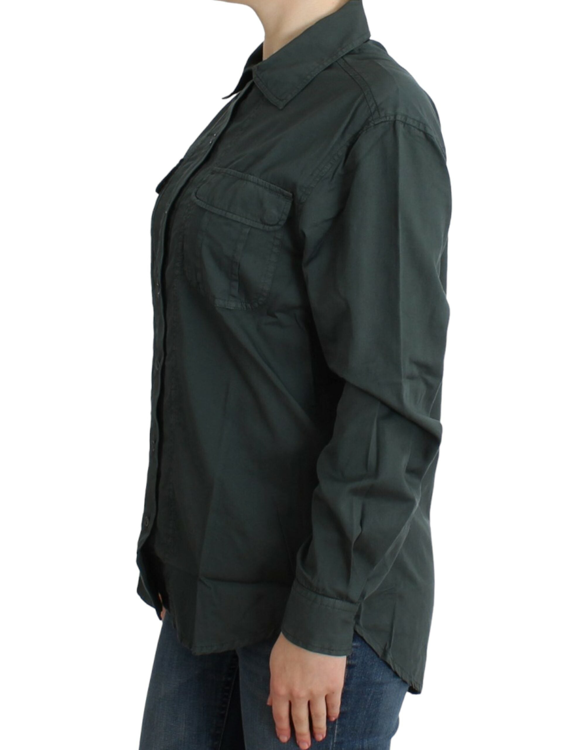Cavalli Elegantes Button-Down-Hemd aus Baumwolle in Grau