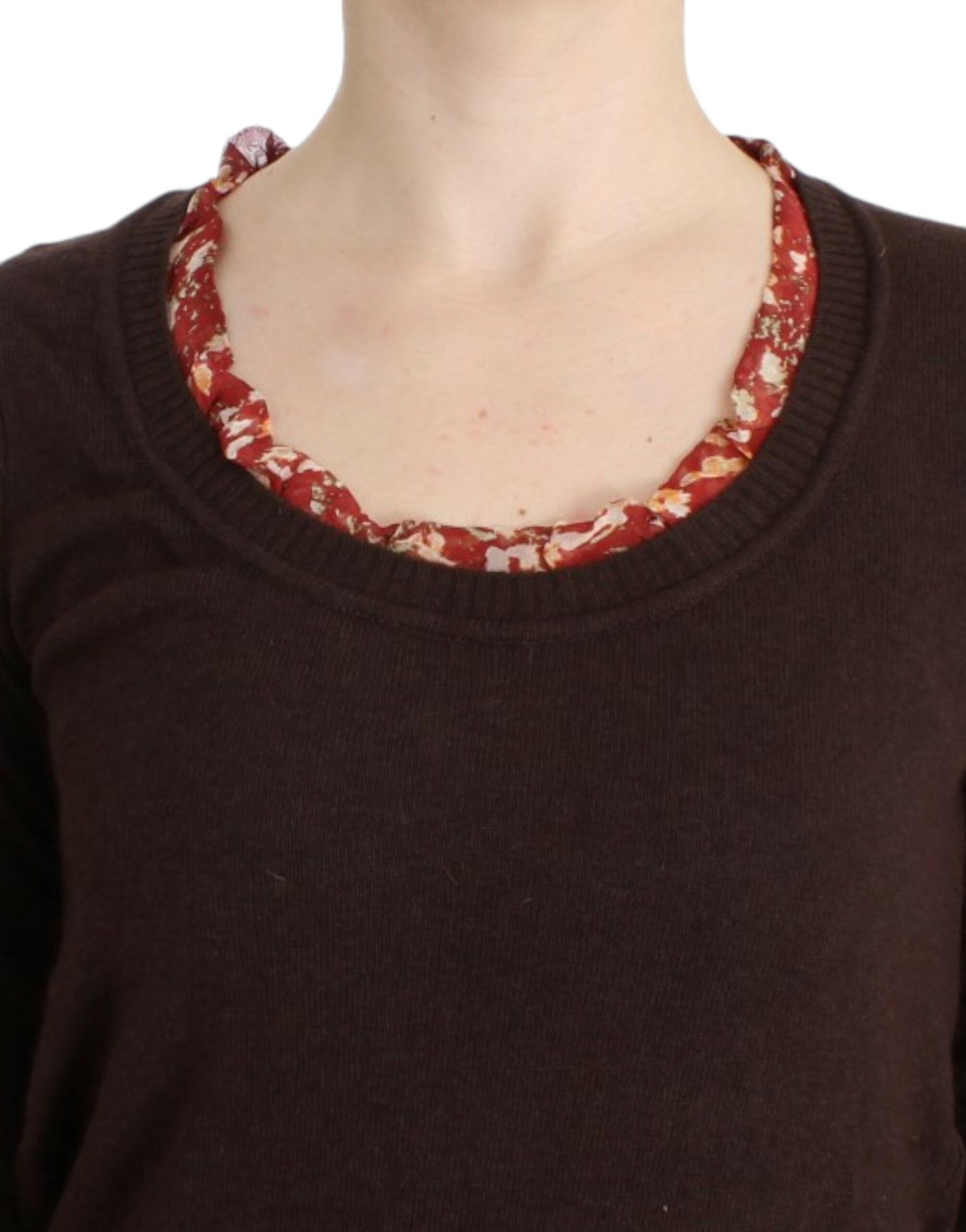 Cavalli Chic Rundhalspullover mit Seidenapplikation