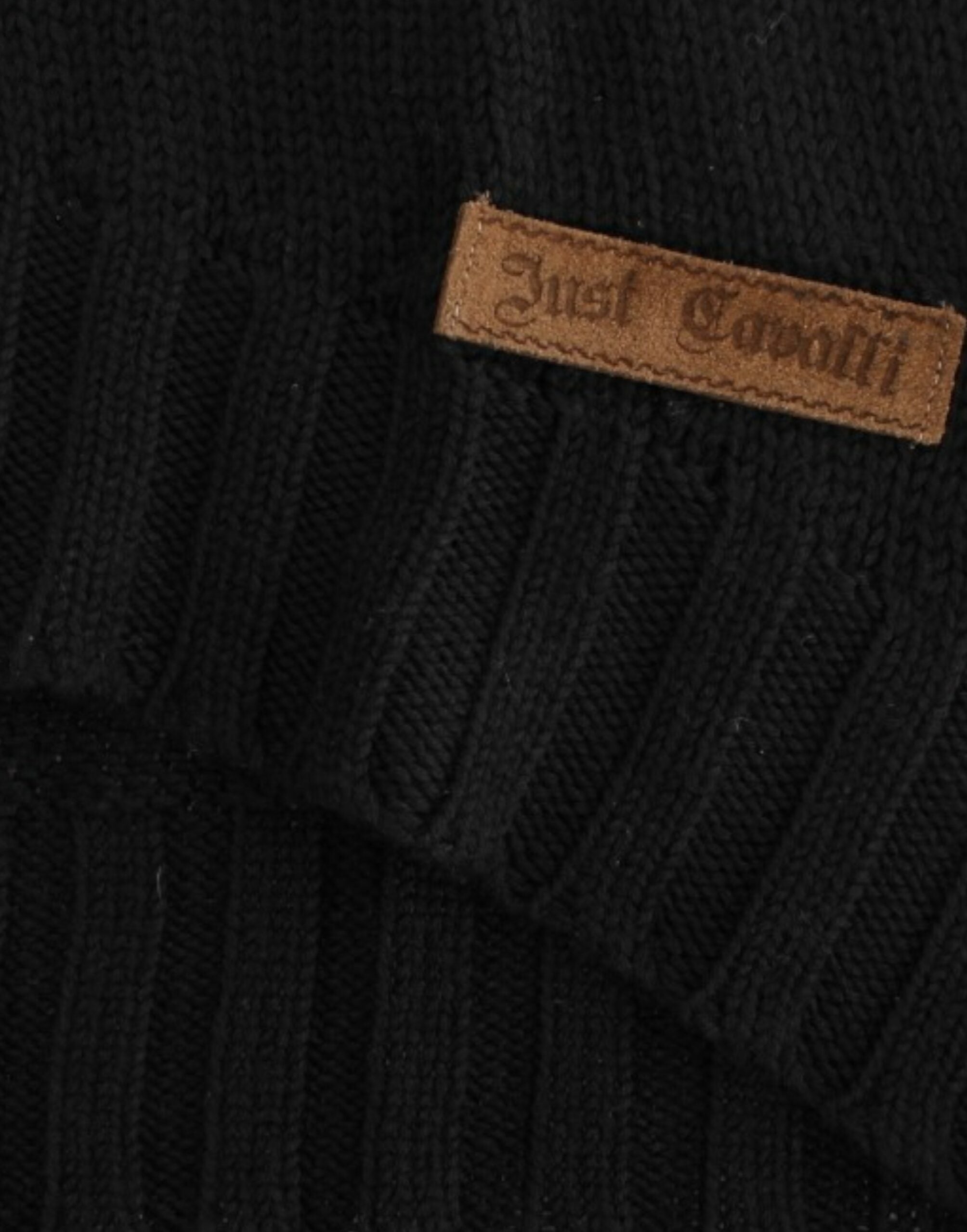 Cavalli – Verführerischer, schwarzer Strickpullover mit Rundhalsausschnitt