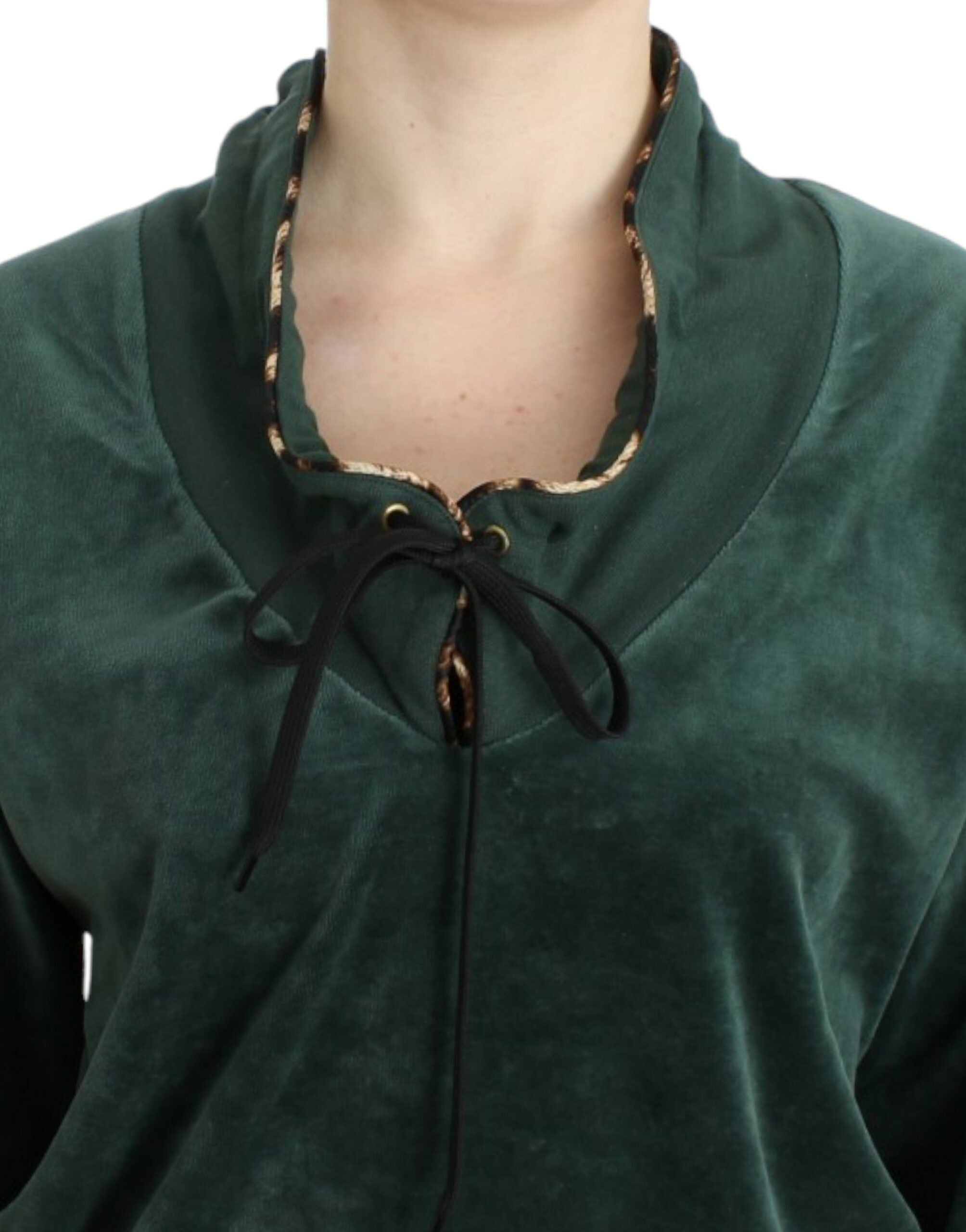 Cavalli – Eleganter grüner Pullover mit Strass-Detail