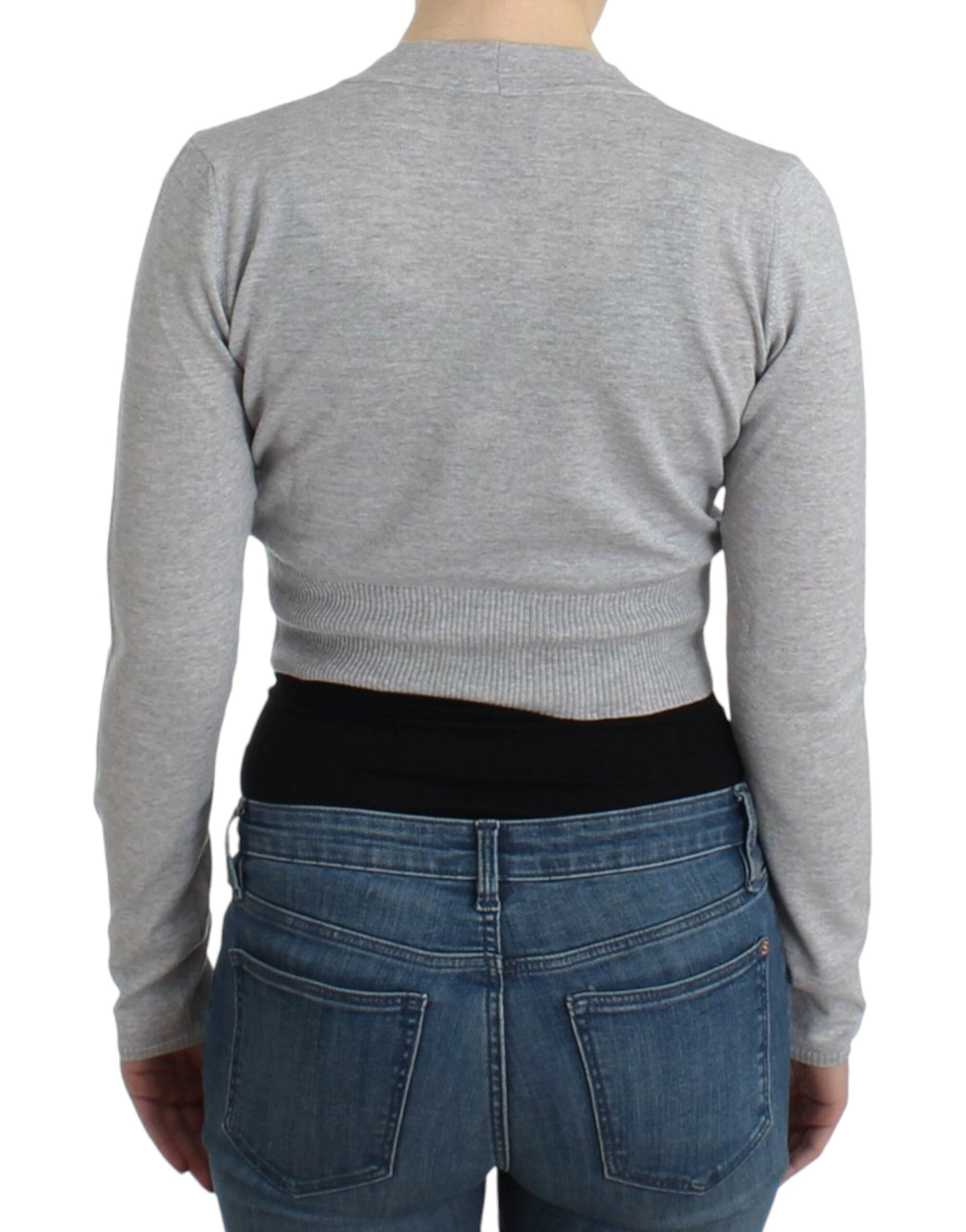 Cavalli – Kurzer Cardigan aus Schurwolle in schickem Grau