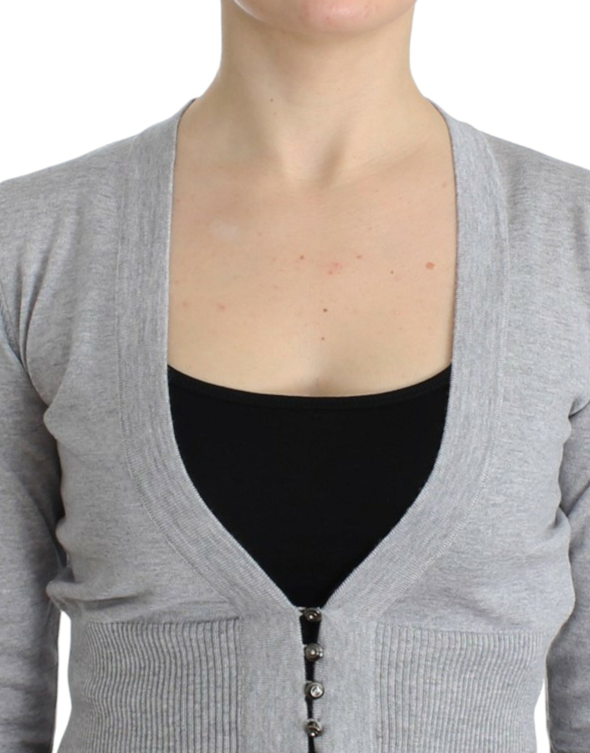 Cavalli – Kurzer Cardigan aus Schurwolle in schickem Grau