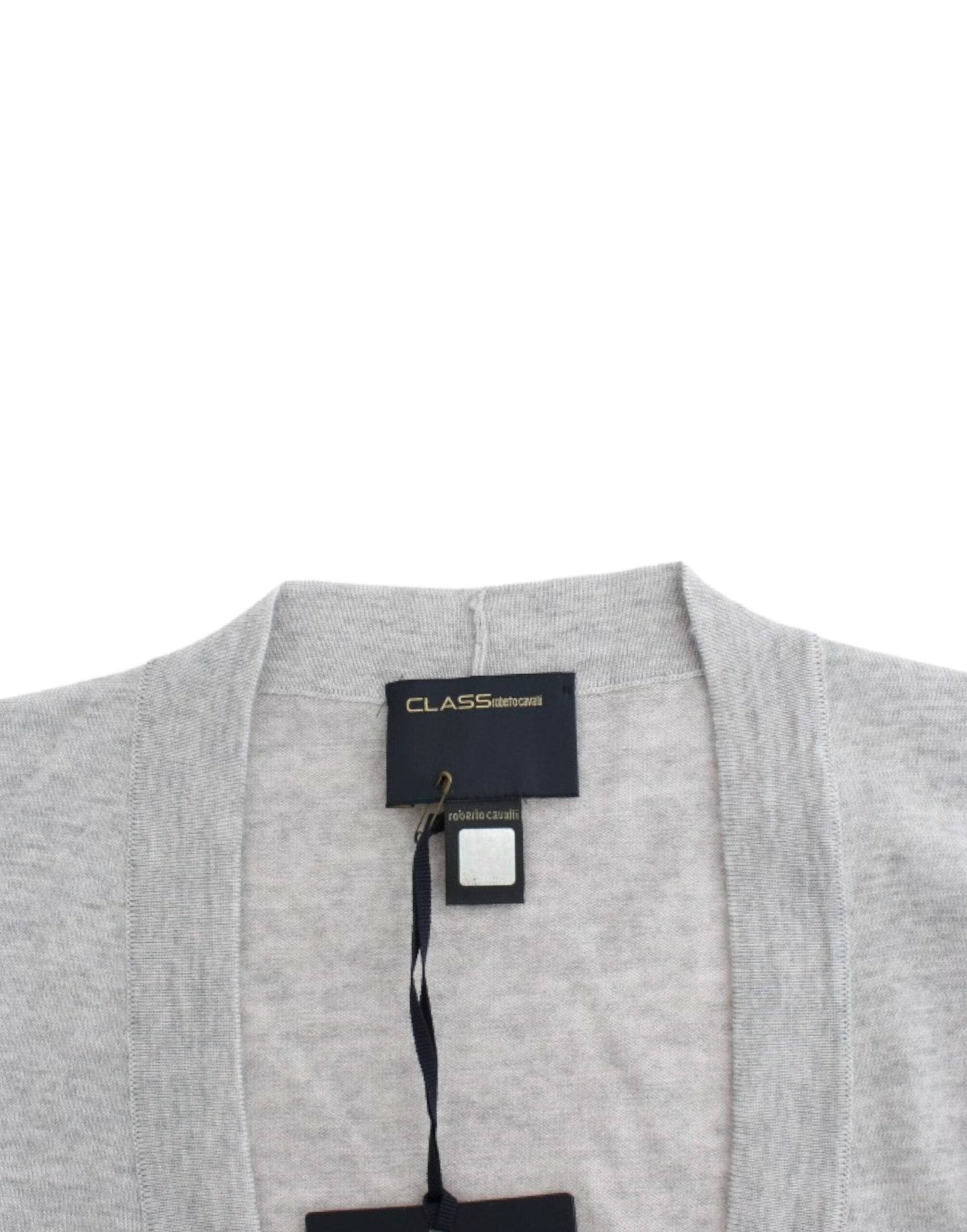 Cavalli – Kurzer Cardigan aus Schurwolle in schickem Grau