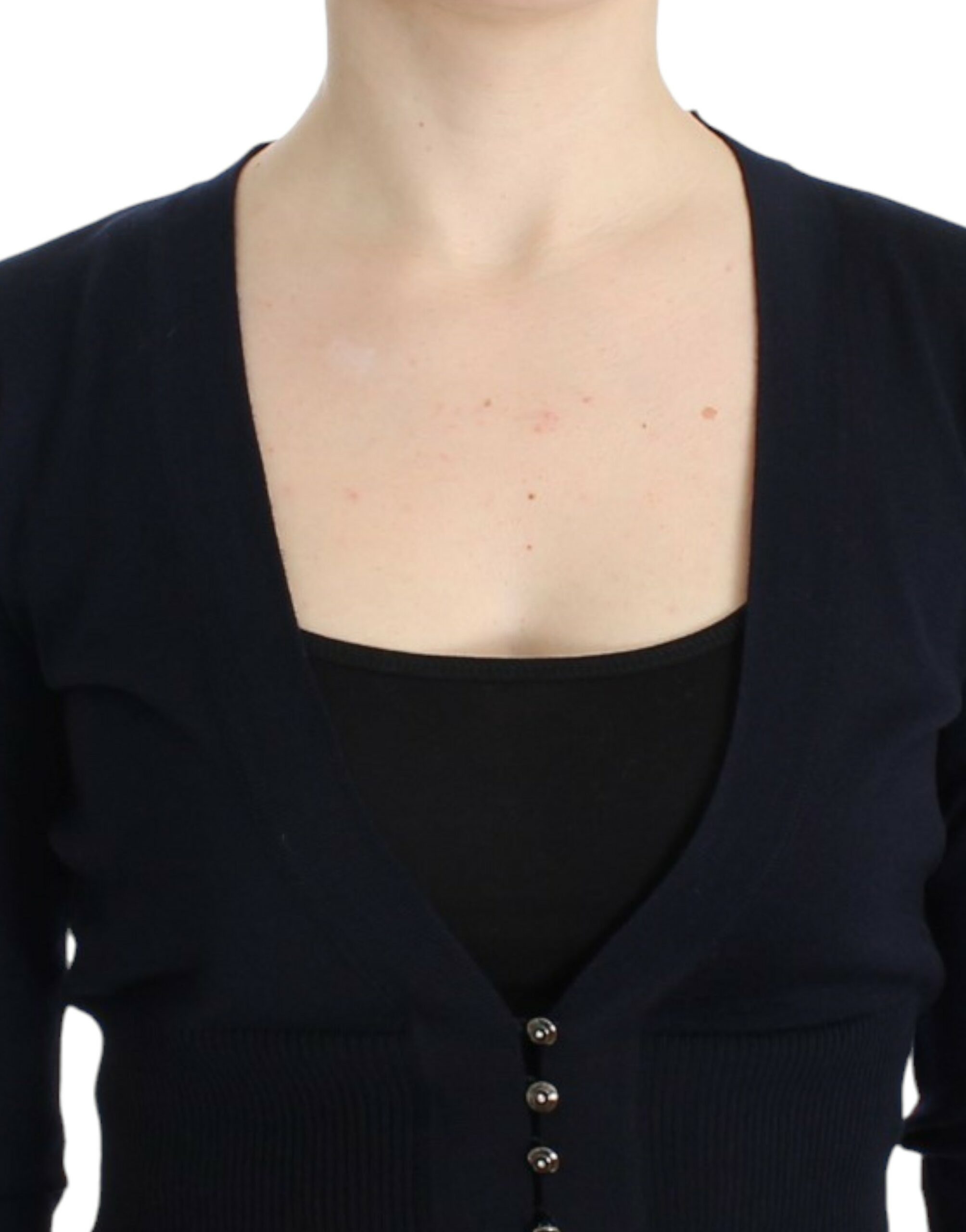 Cavalli – Elegante schwarze, kurze Strickjacke aus Schurwolle