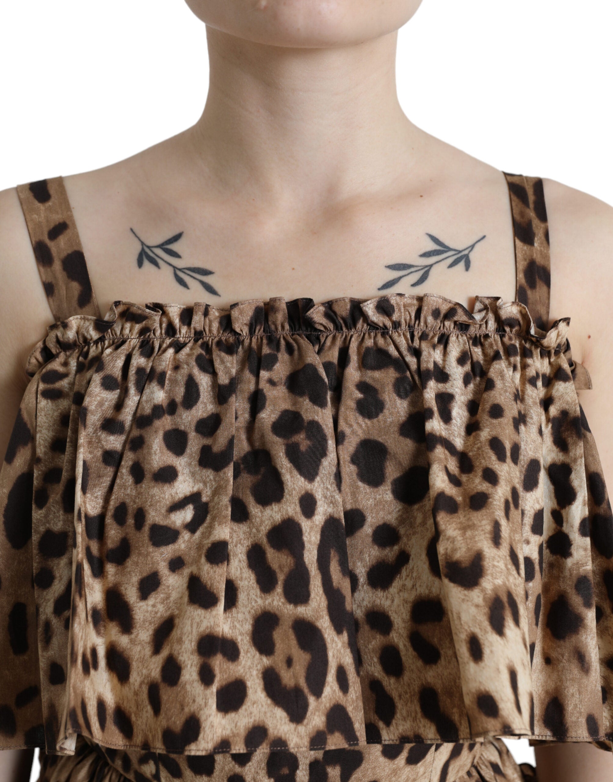 Dolce & Gabbana – A-Linien-Baumwollkleid mit Leopardenmuster