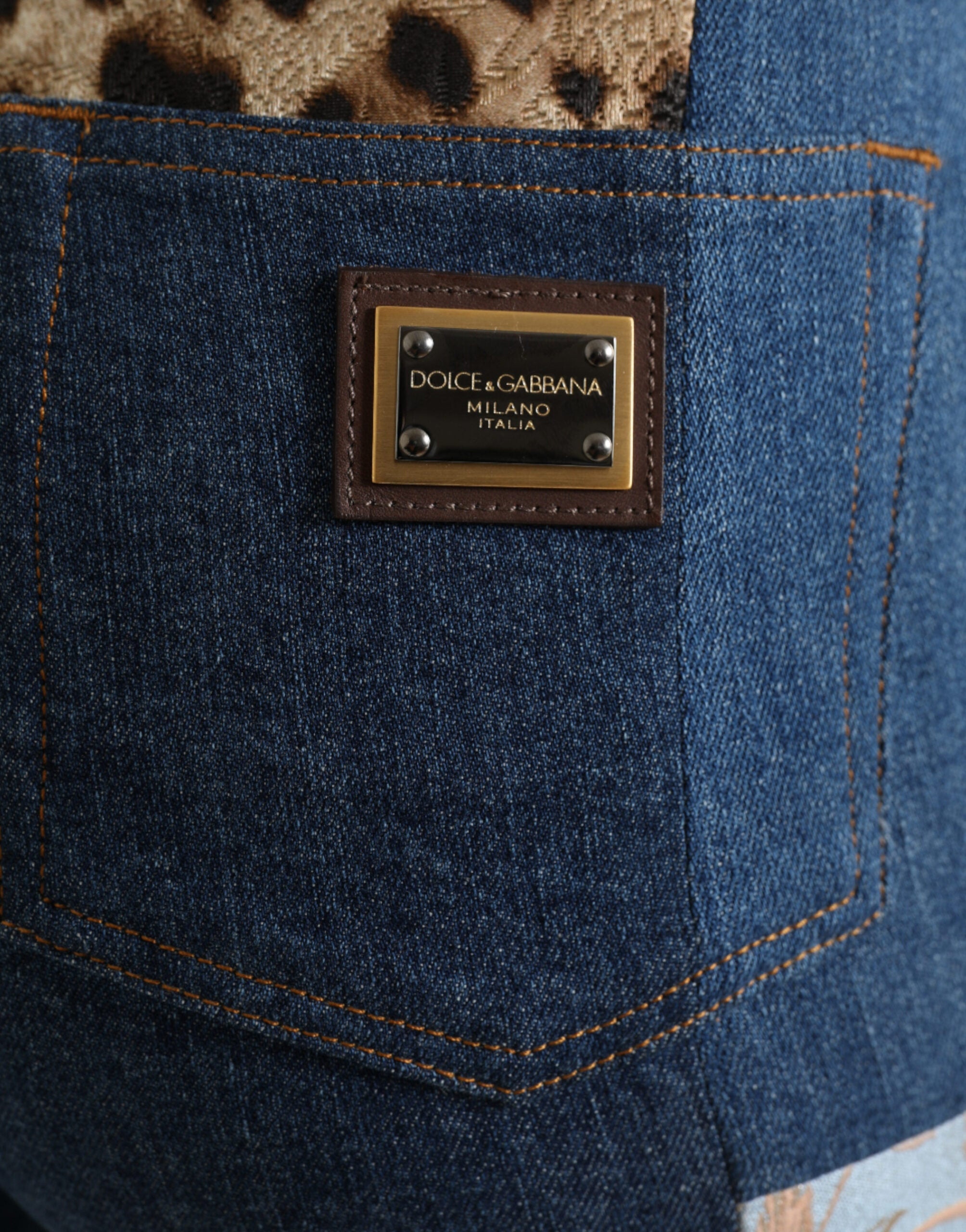 Blugi skinny vibranți Dolce & Gabbana cu model patchwork
