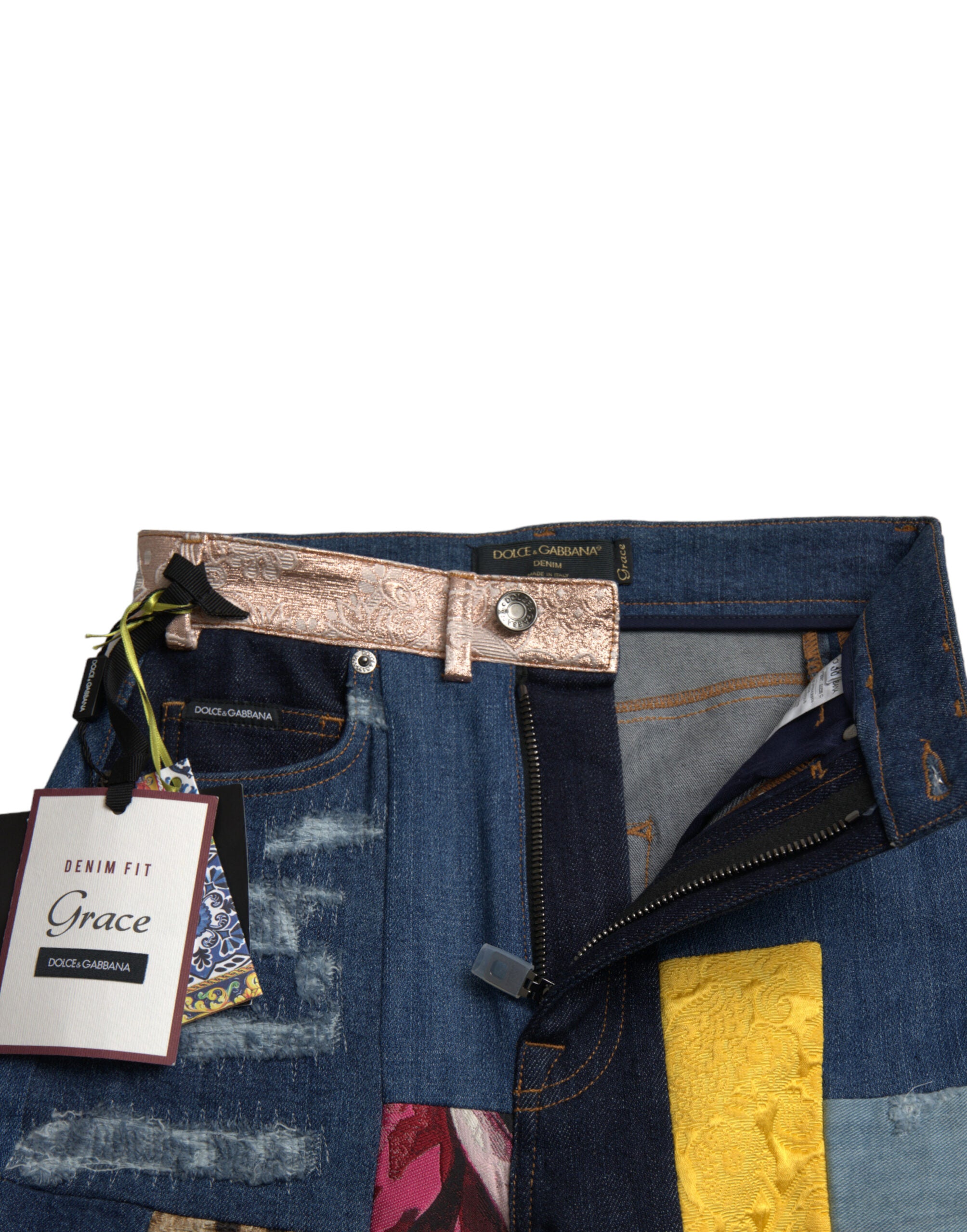 Blugi skinny vibranți Dolce & Gabbana cu model patchwork