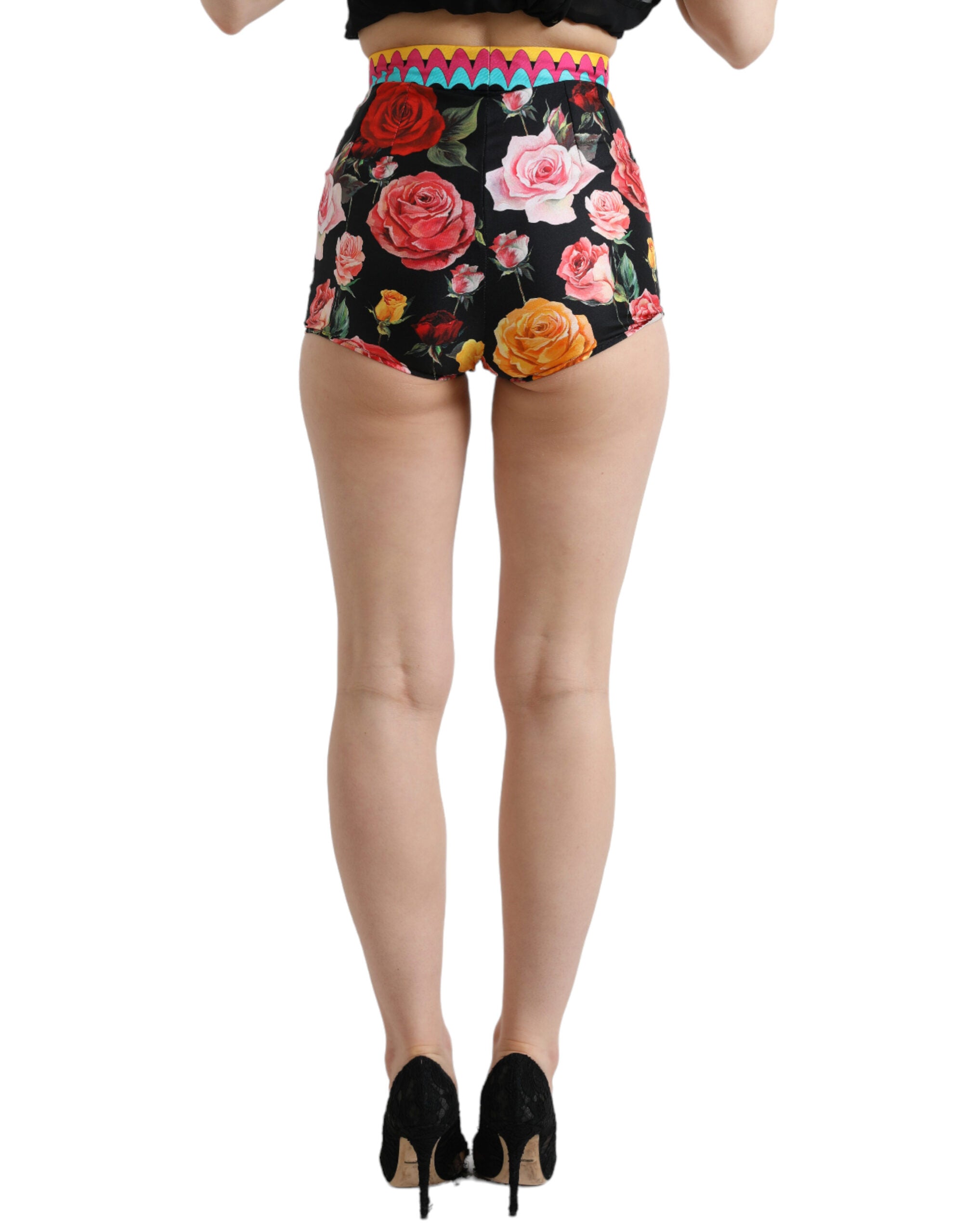 Pantaloni sport Dolce & Gabbana din mătase multicoloră cu talie înaltă