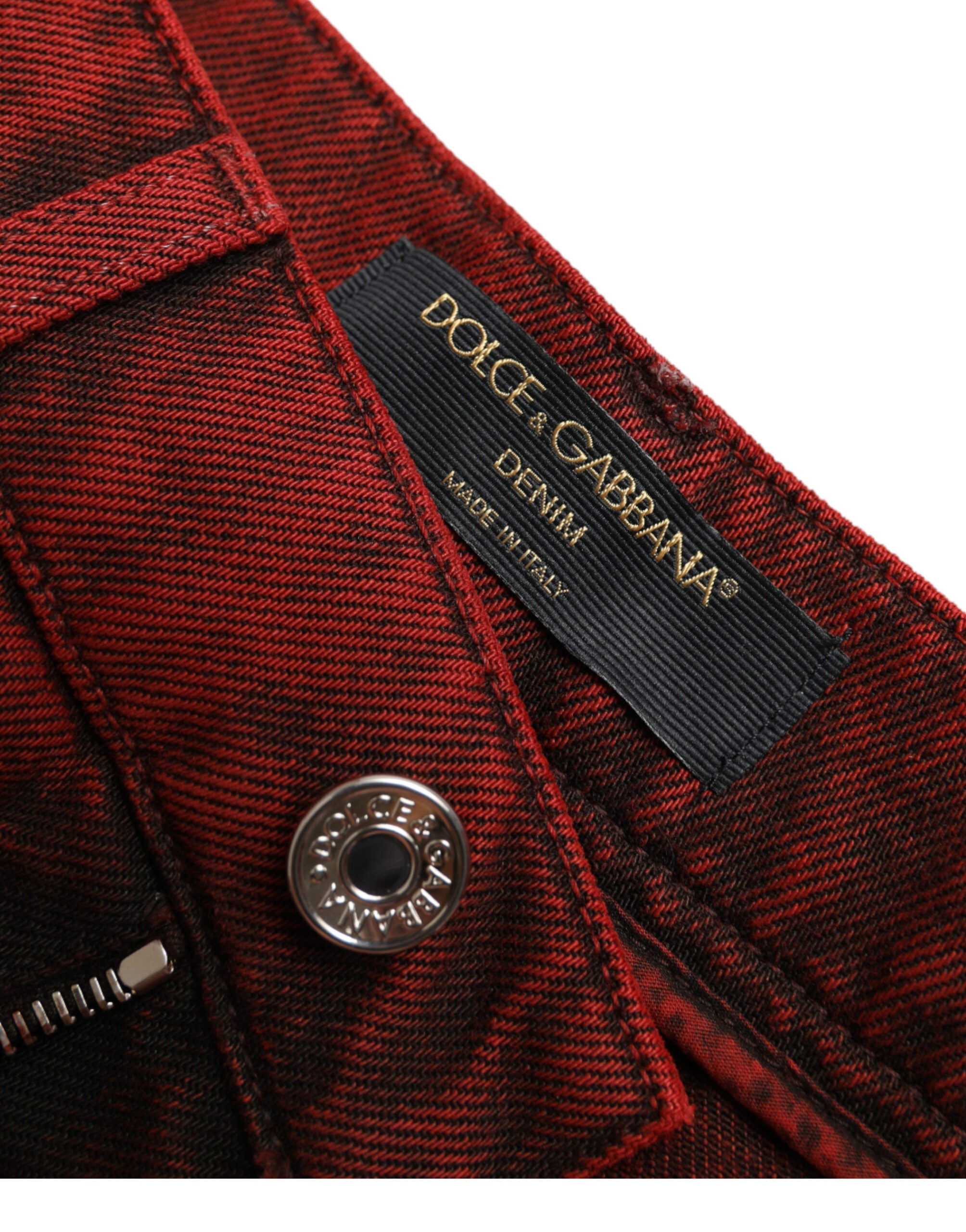 Pantaloni scurți Dolce & Gabbana cu talie înaltă și denim roșu